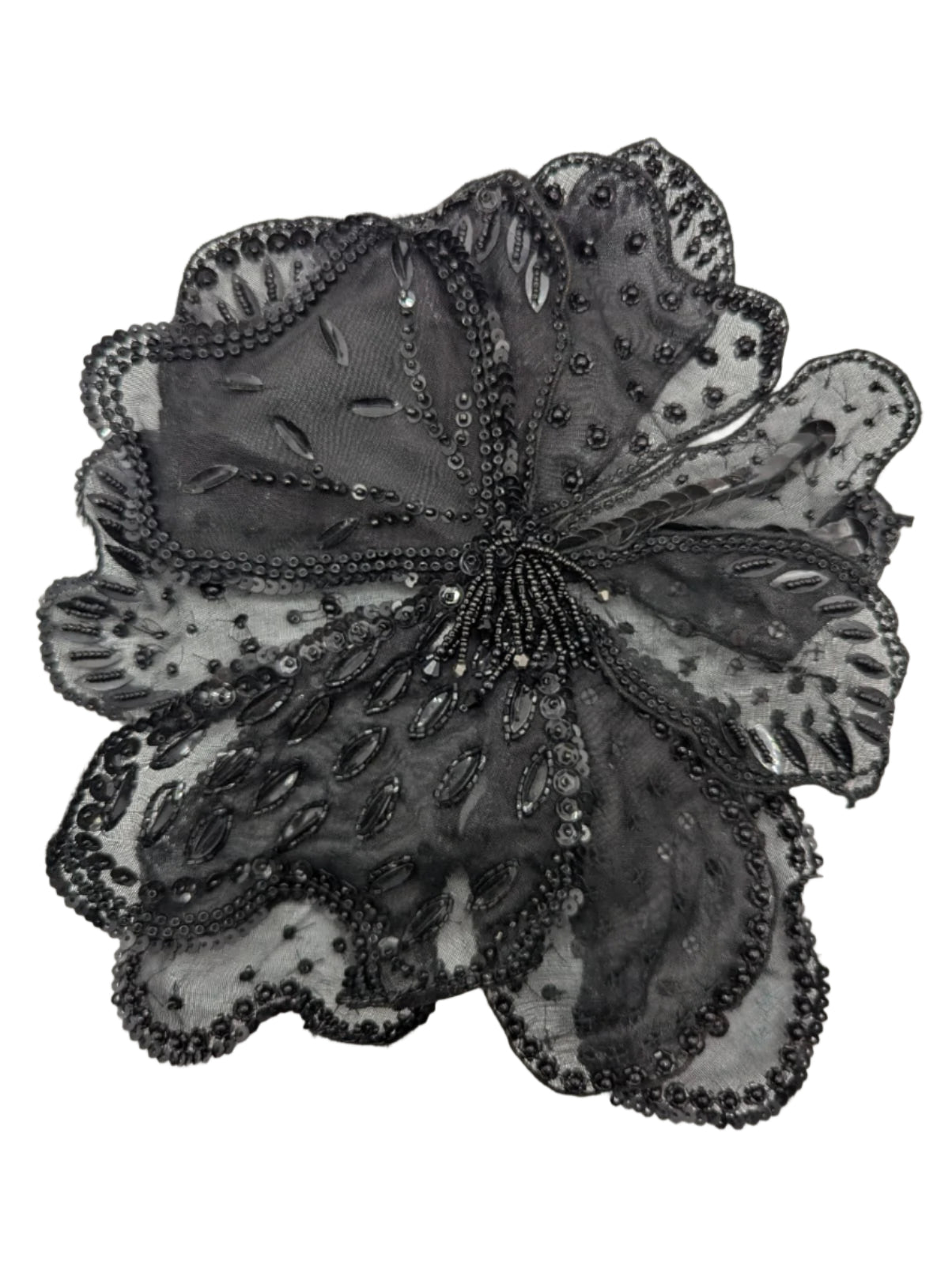 Broochella Baccara hand beaded black flower brooch pin designer luxury women’s men’s