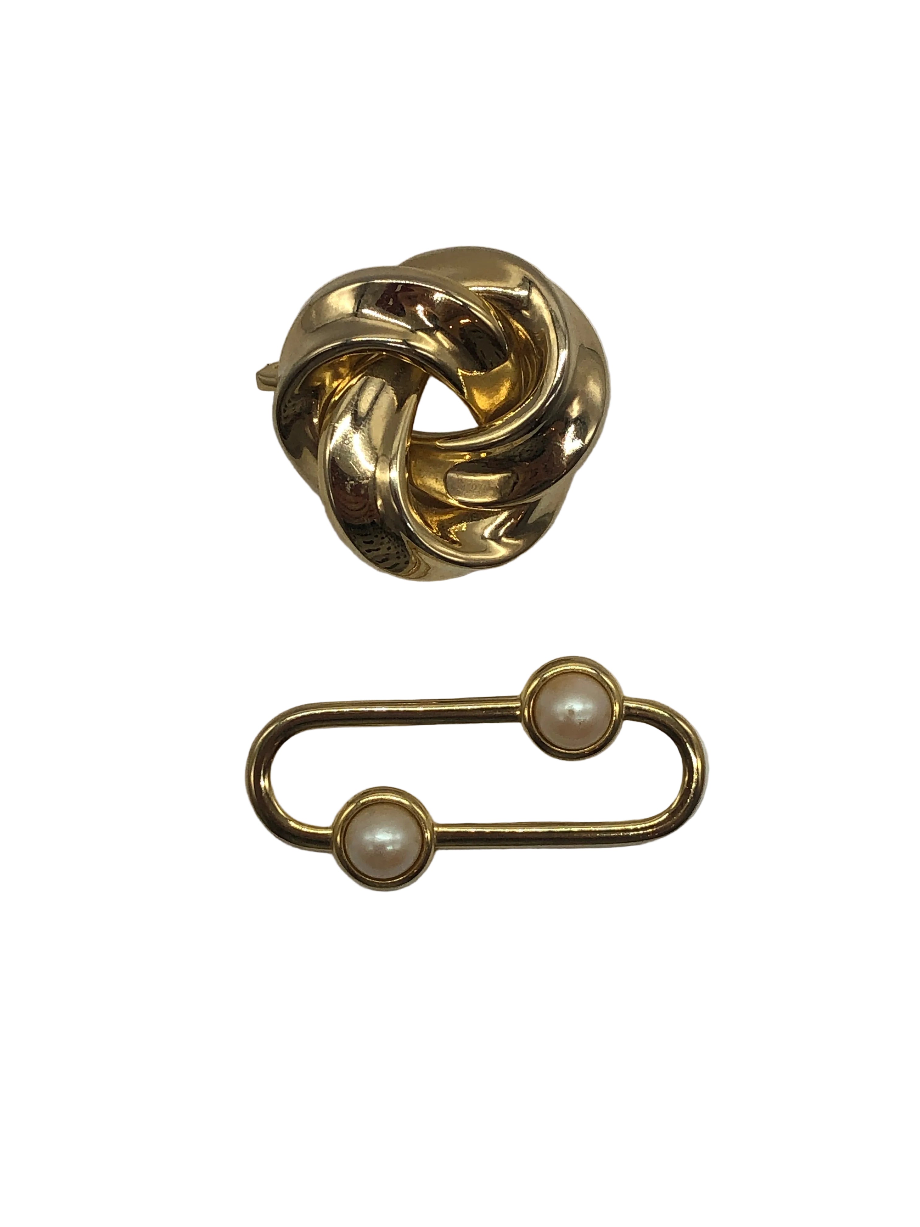 Noeud and Perle Vintage Brooch Duo