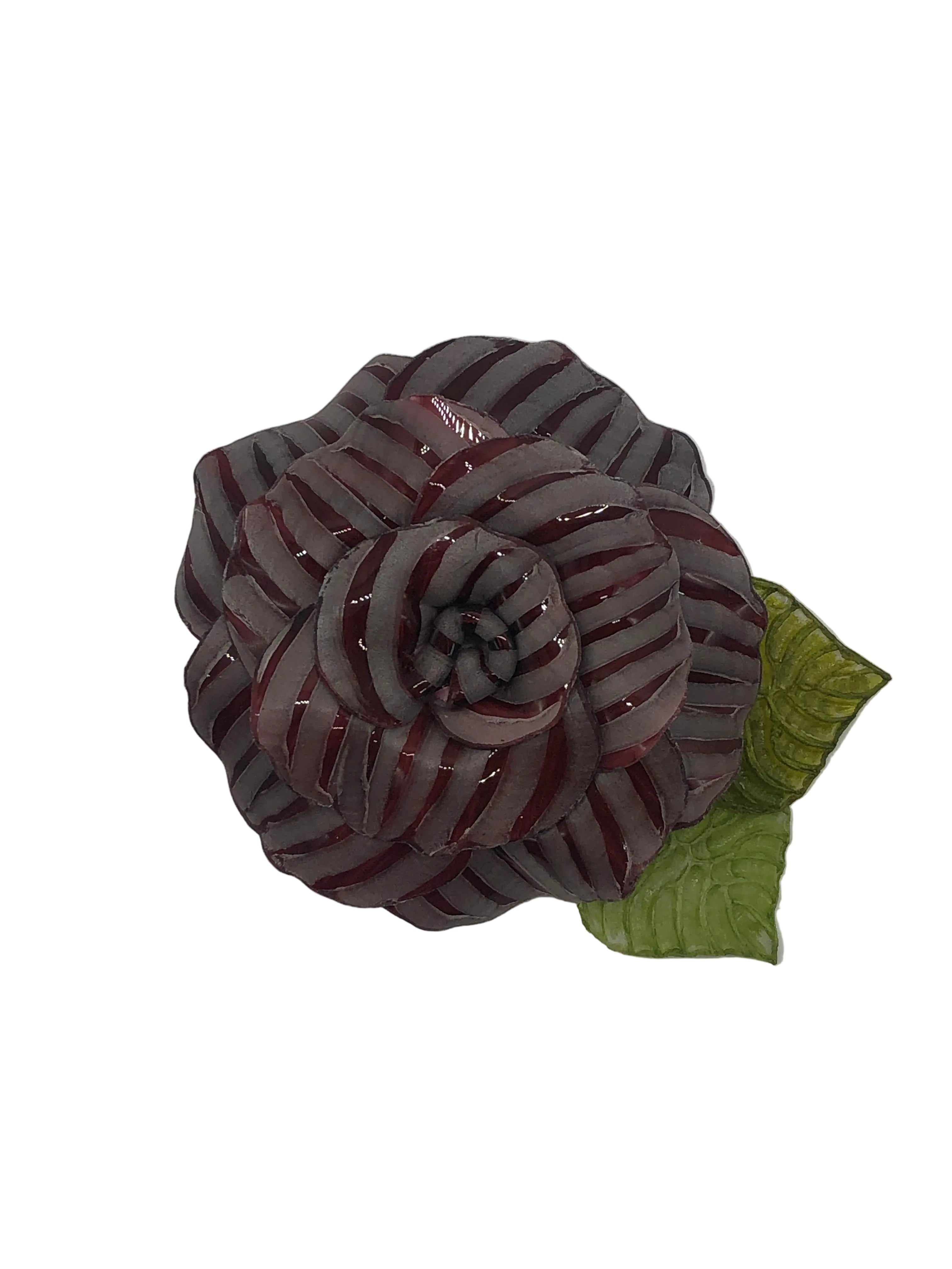 Broochella Fabrice Flower brooch pin handmade made in France luxury designer men's women's accessory burgundy