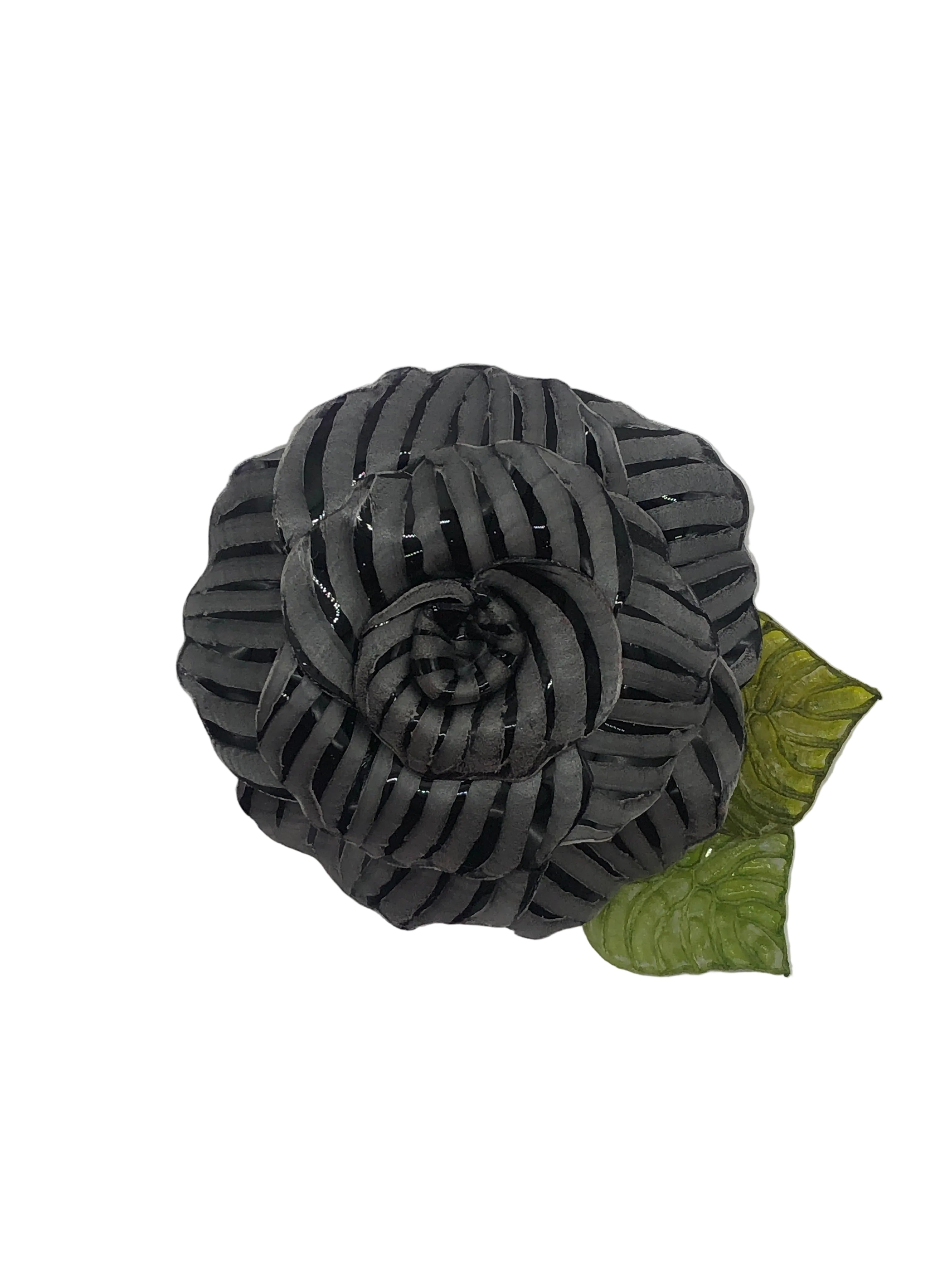 Broochella Fabrice Flower brooch pin handmade made in France luxury designer men's women's accessory black