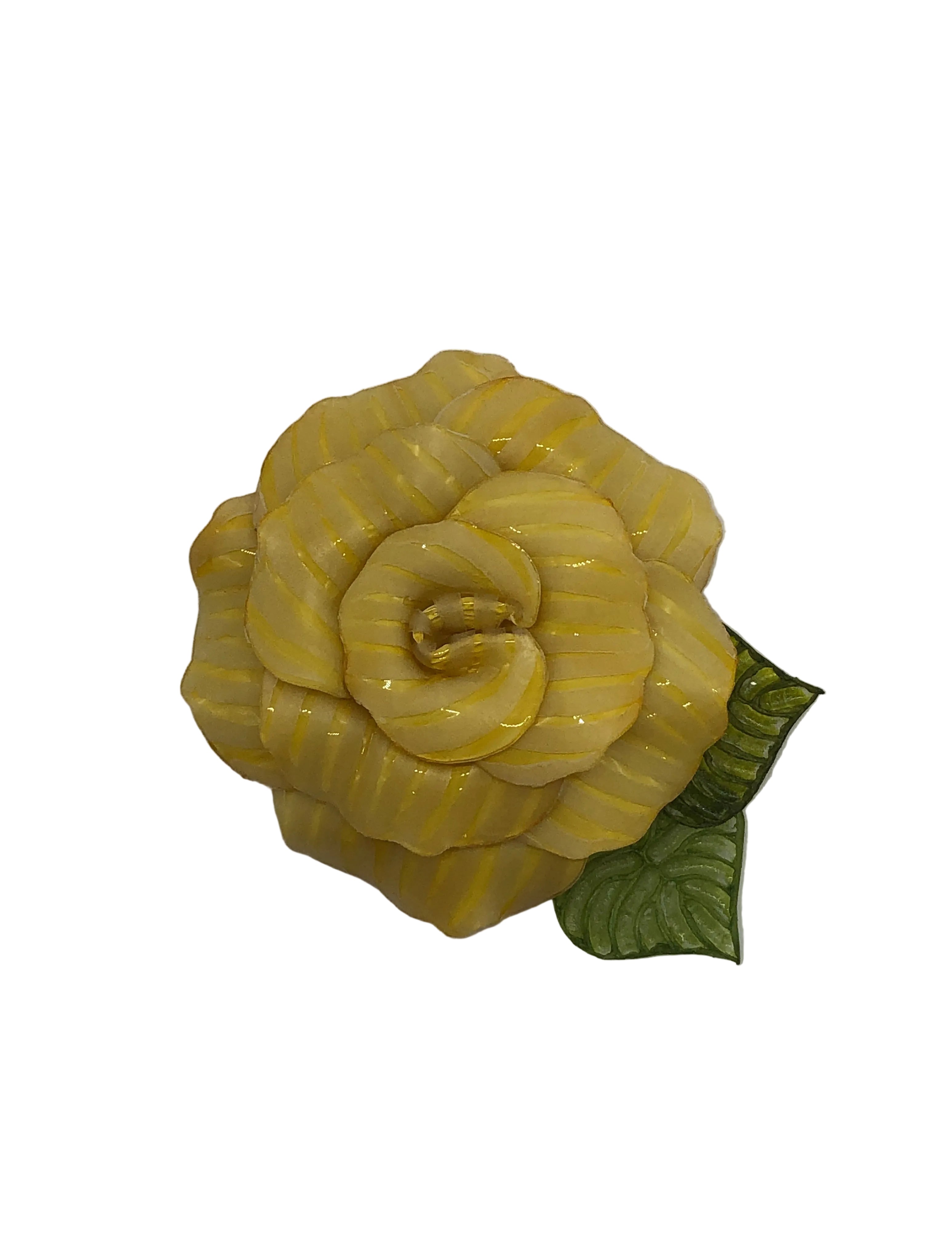 Broochella Fabrice Flower brooch pin handmade made in France luxury designer men's women's accessory yellow