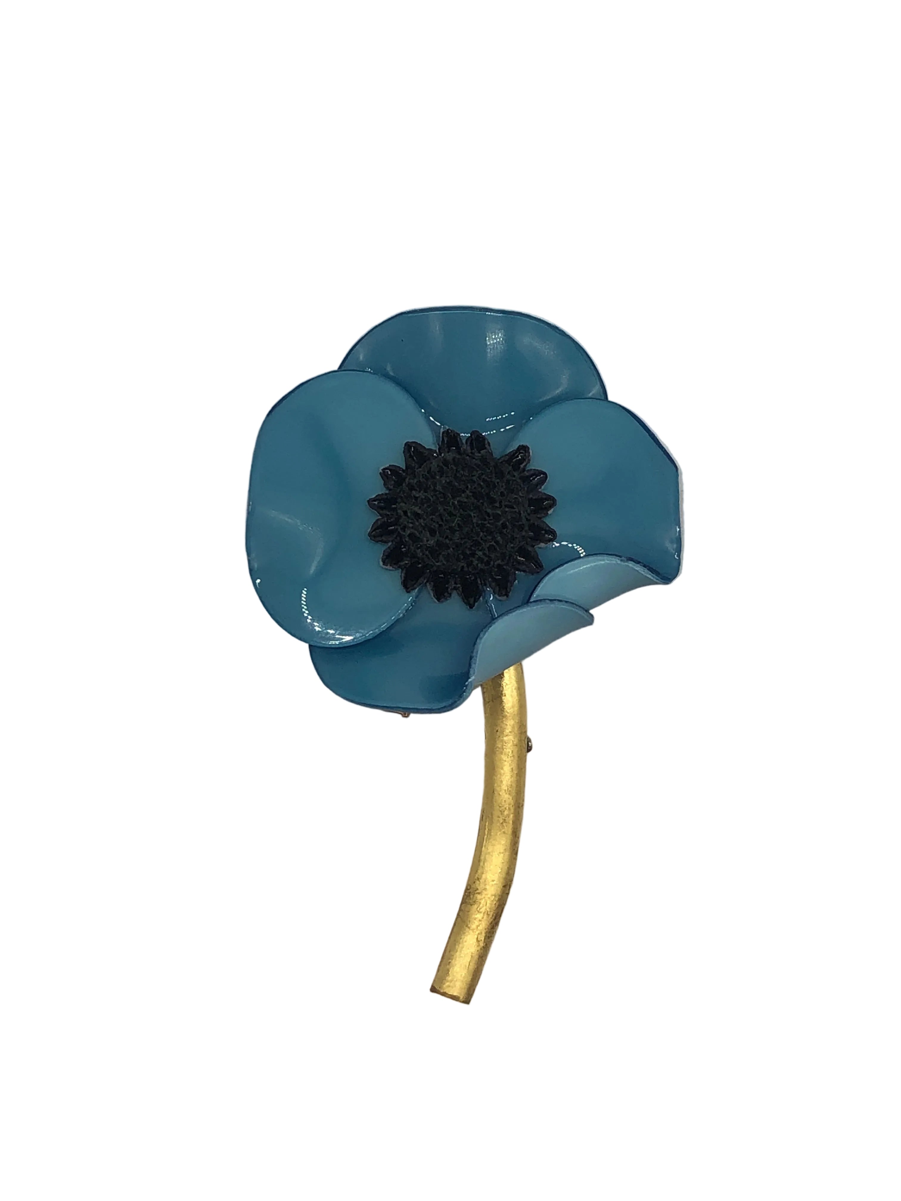 Broochella Fabrice Flower brooch pin handmade made in France luxury designer men's women's accessory blue