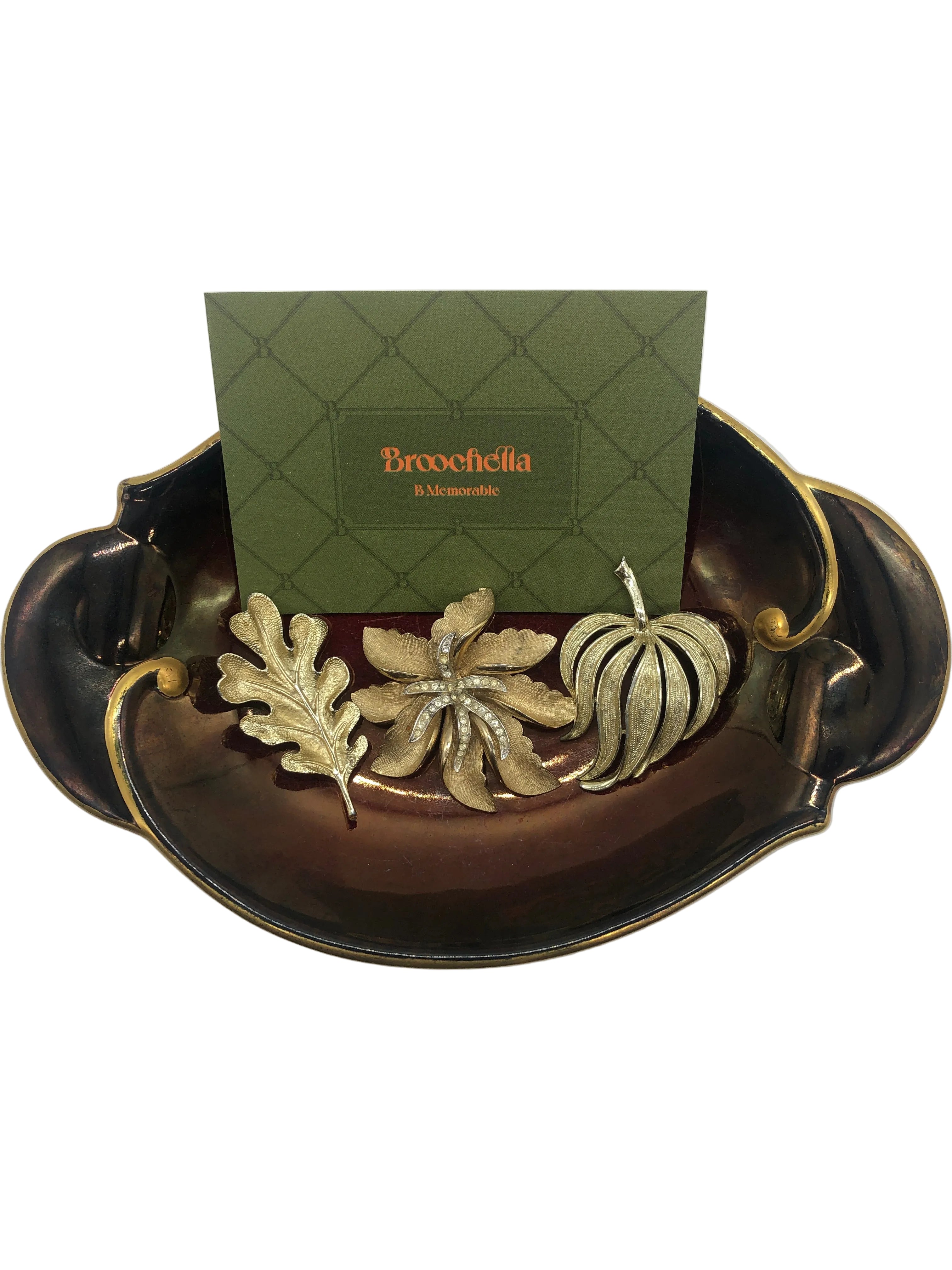 Parure Botanique Dorée Vintage Brooch Trio