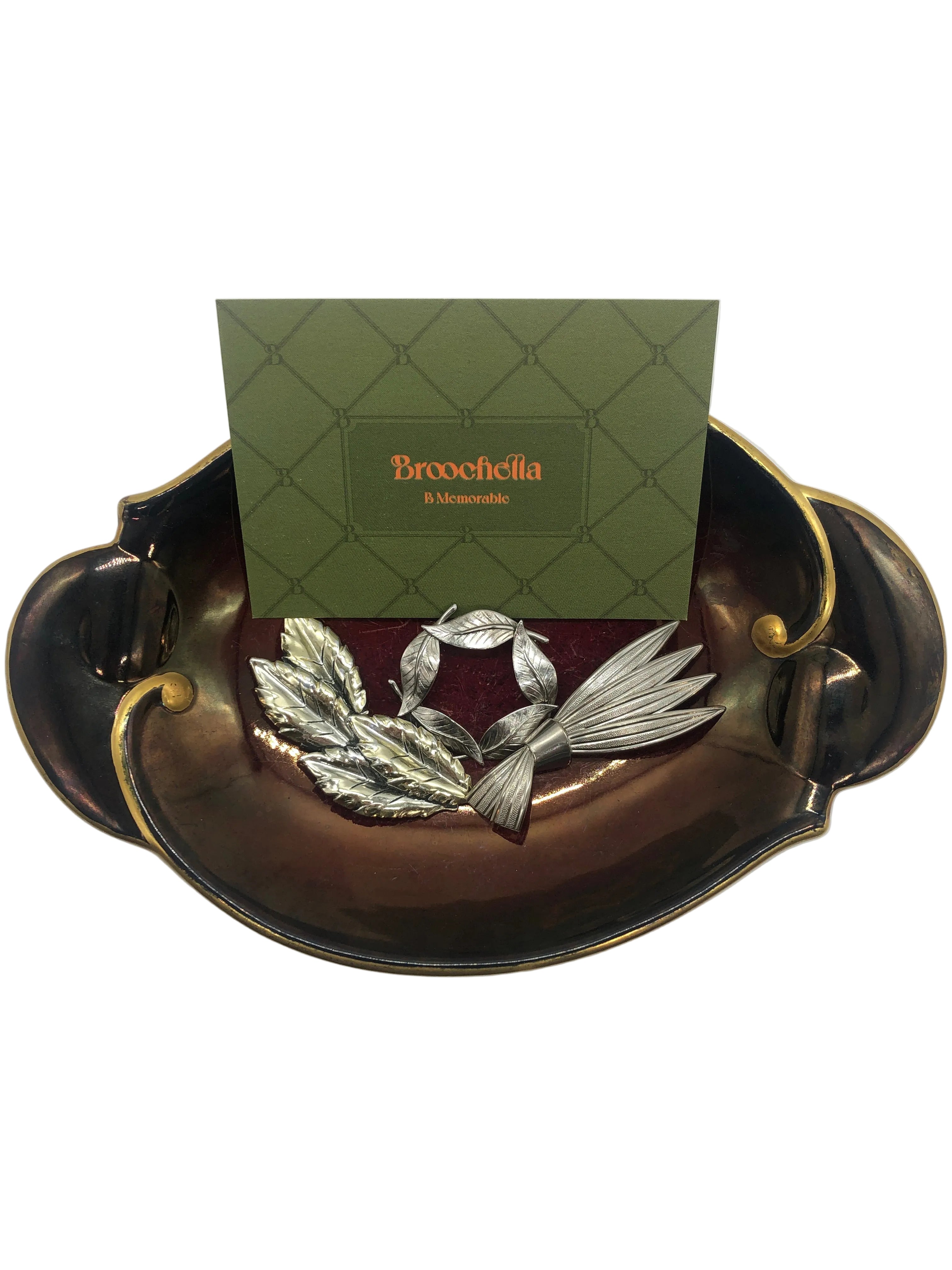 Trio Argenté Feuillage Vintage Brooch Set