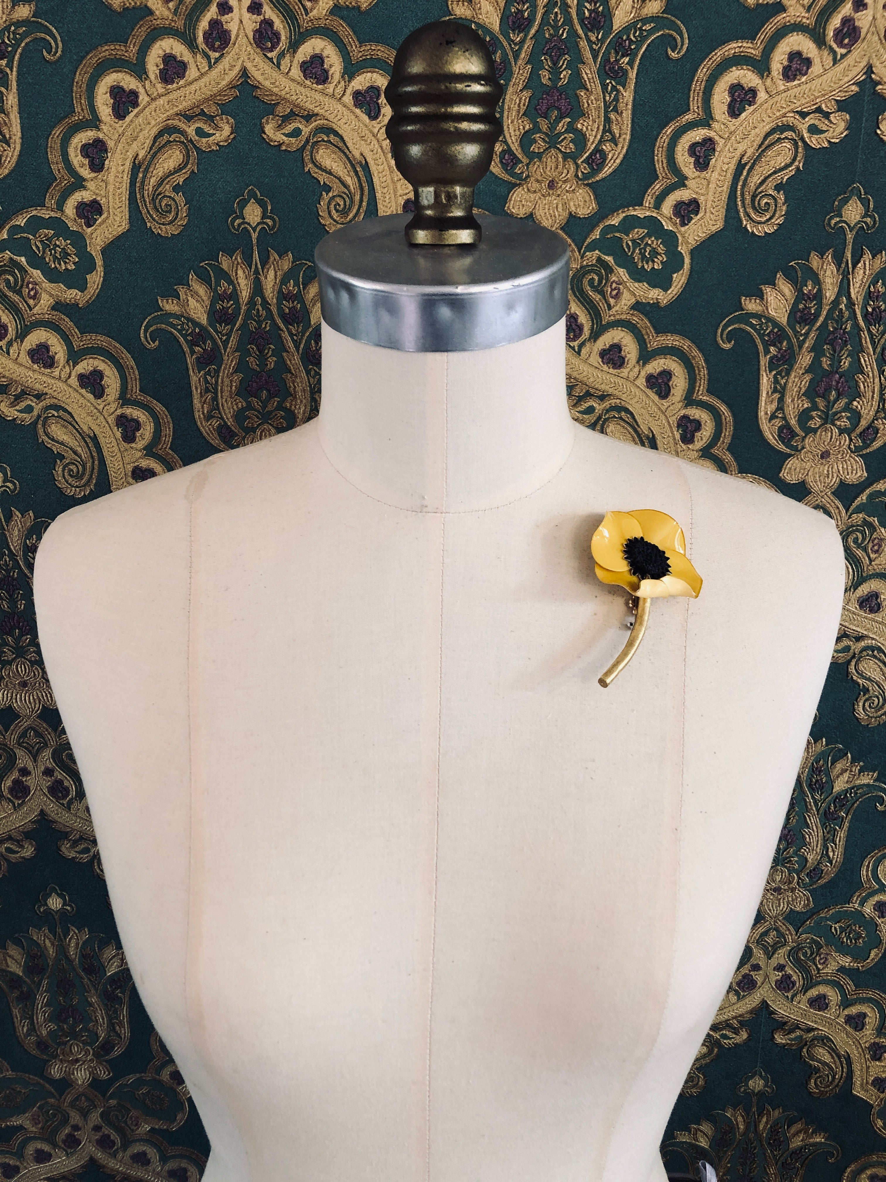 Broochella Fabrice Flower brooch pin Figural acetate handmade made in France luxury designer men's women's accessory yellow