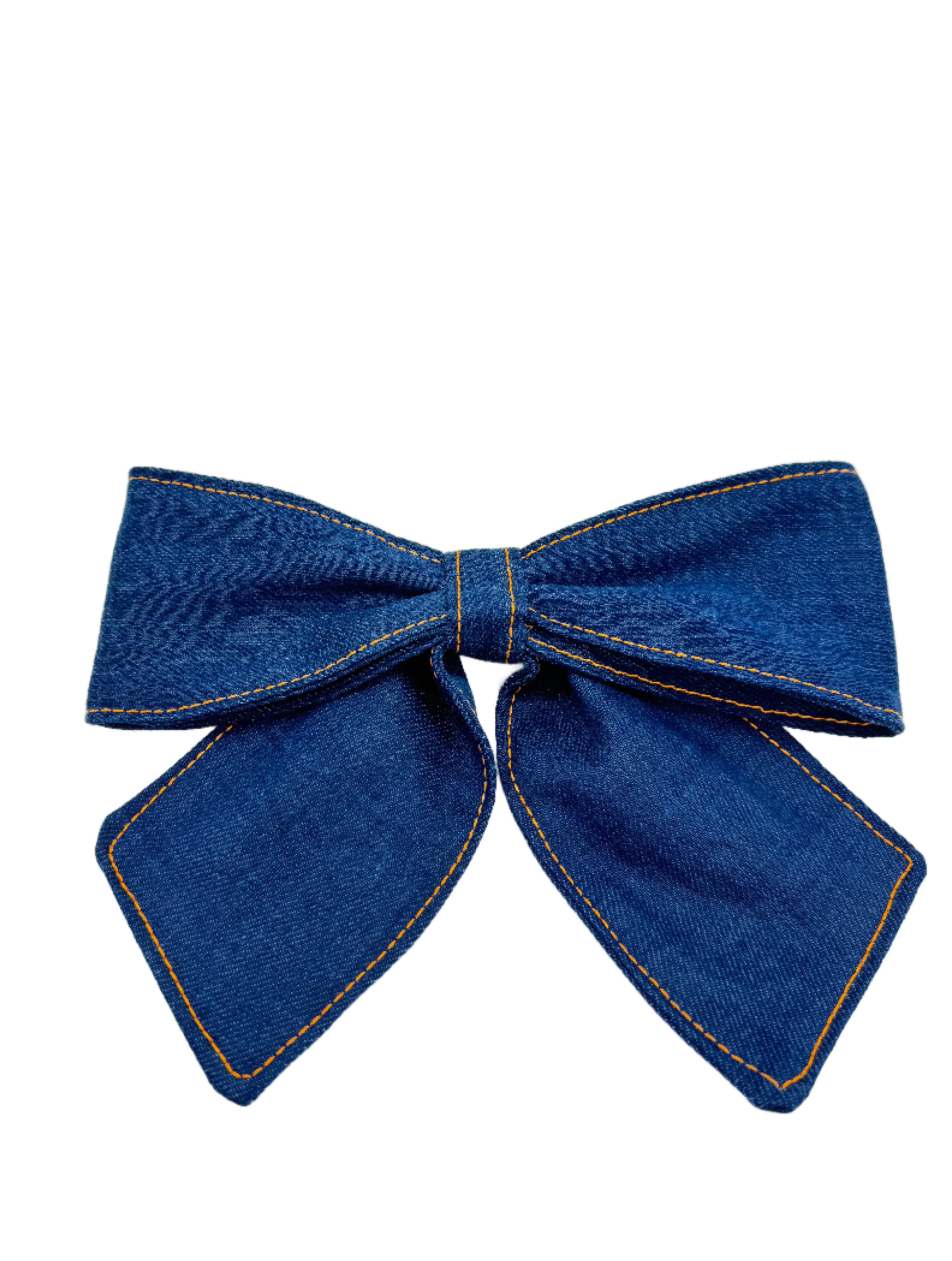 Denim Bow Brooch- Medium