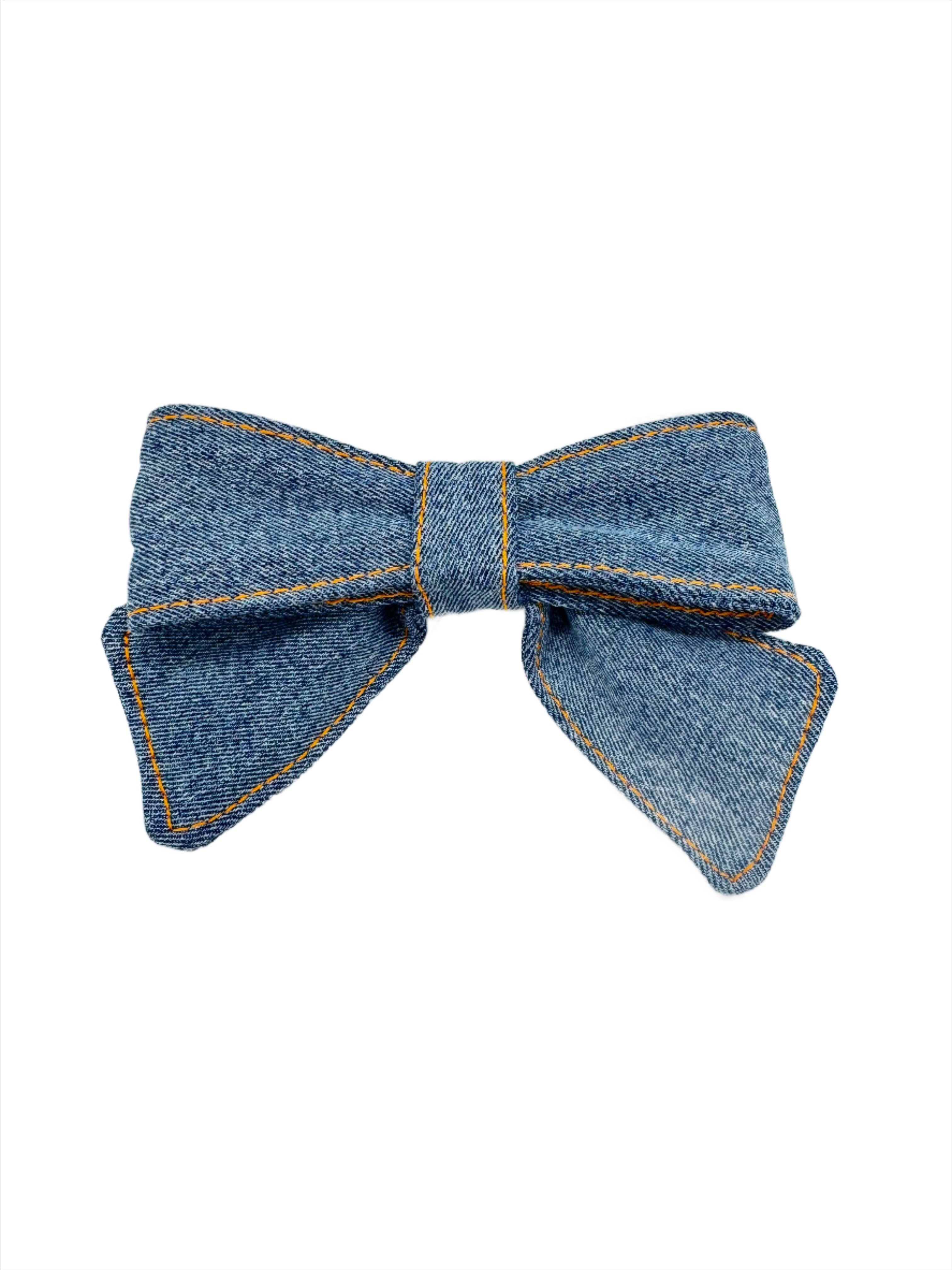 Denim Bow Brooch- Small