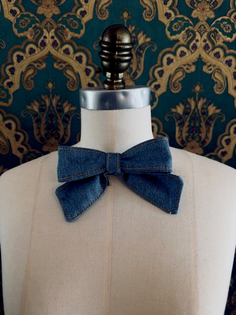 Denim Bow Brooch- Small