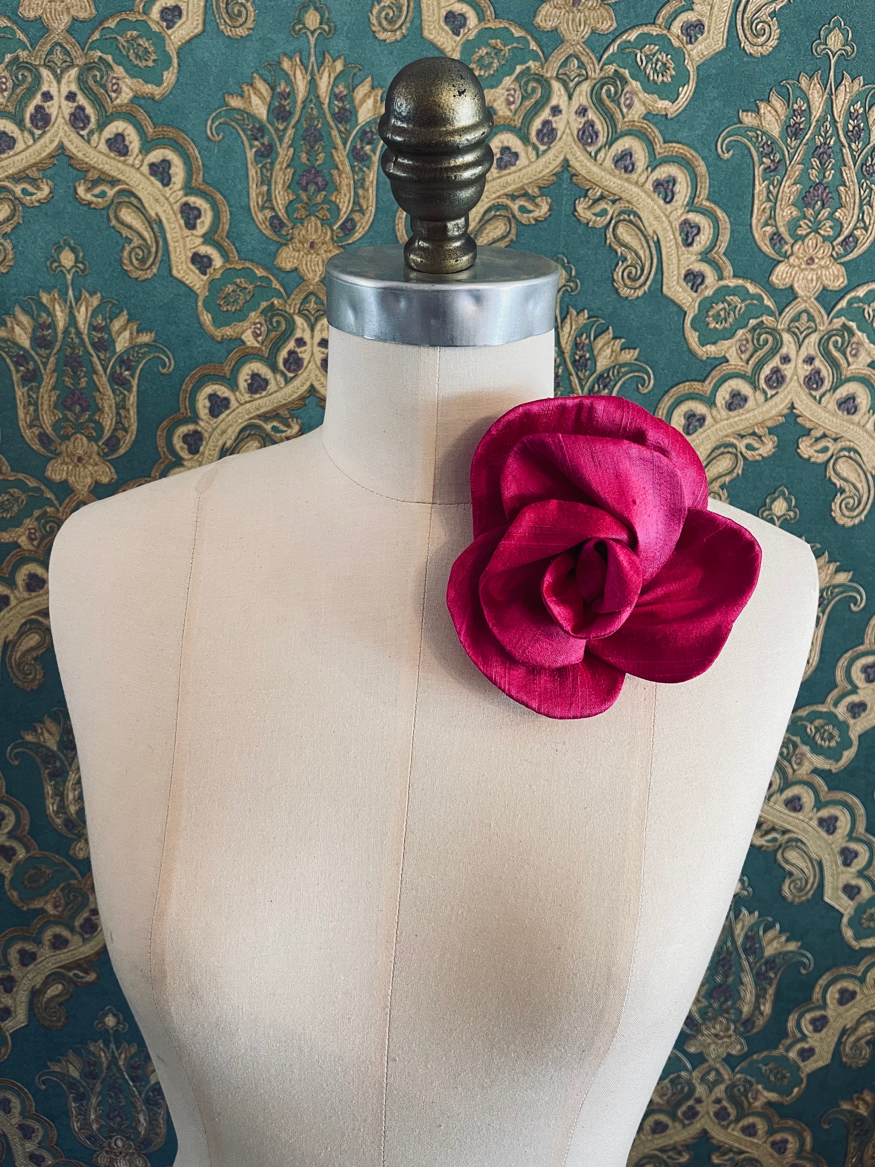 Broochella Bellucci  handmade silk flower brooch pin luxury designer men’s women’s  accessory pink