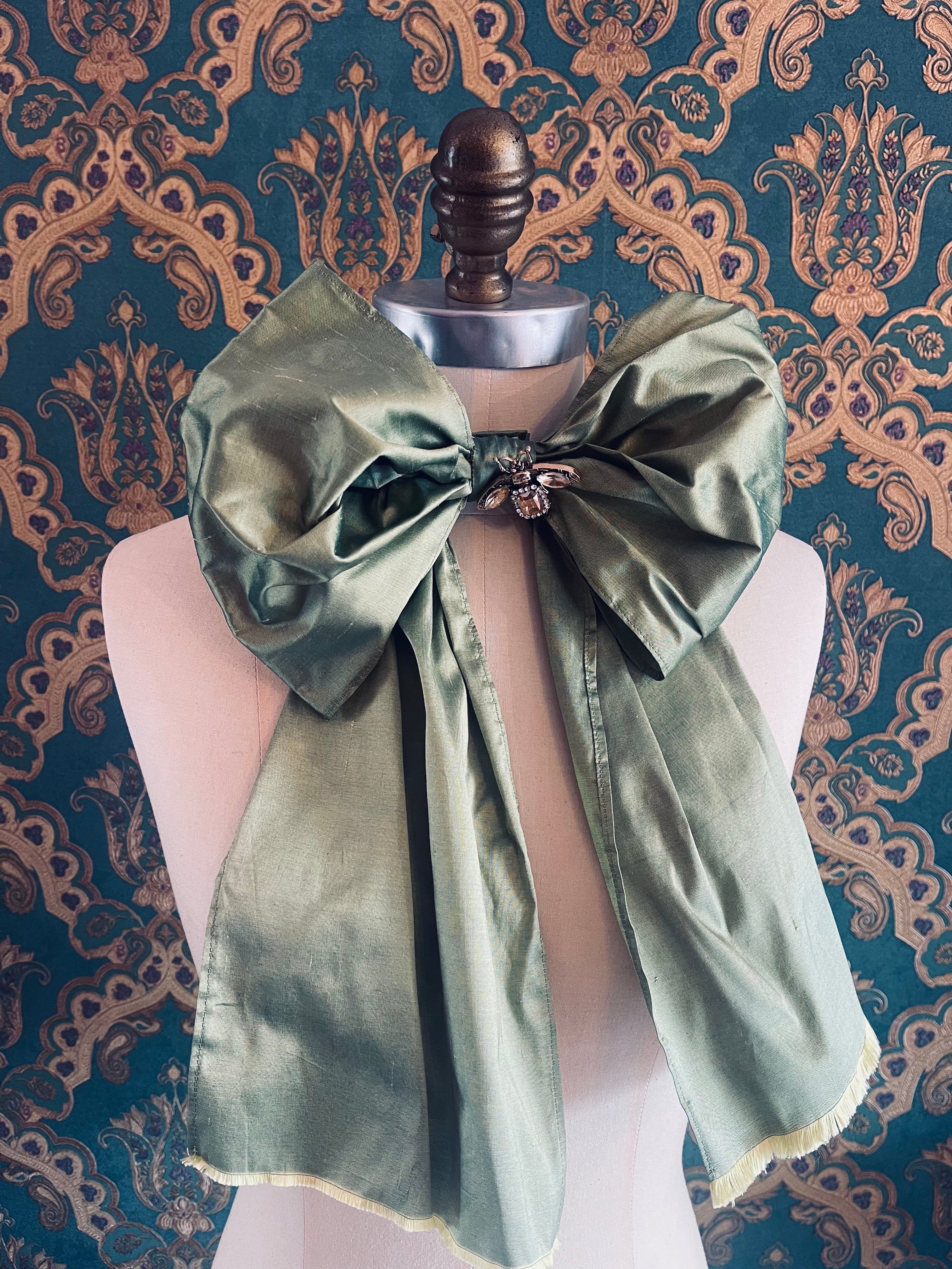 Broochella Fiocco large mint bow brooch pin choker silk jewelled embellishment handmade designer luxury women’s accessory