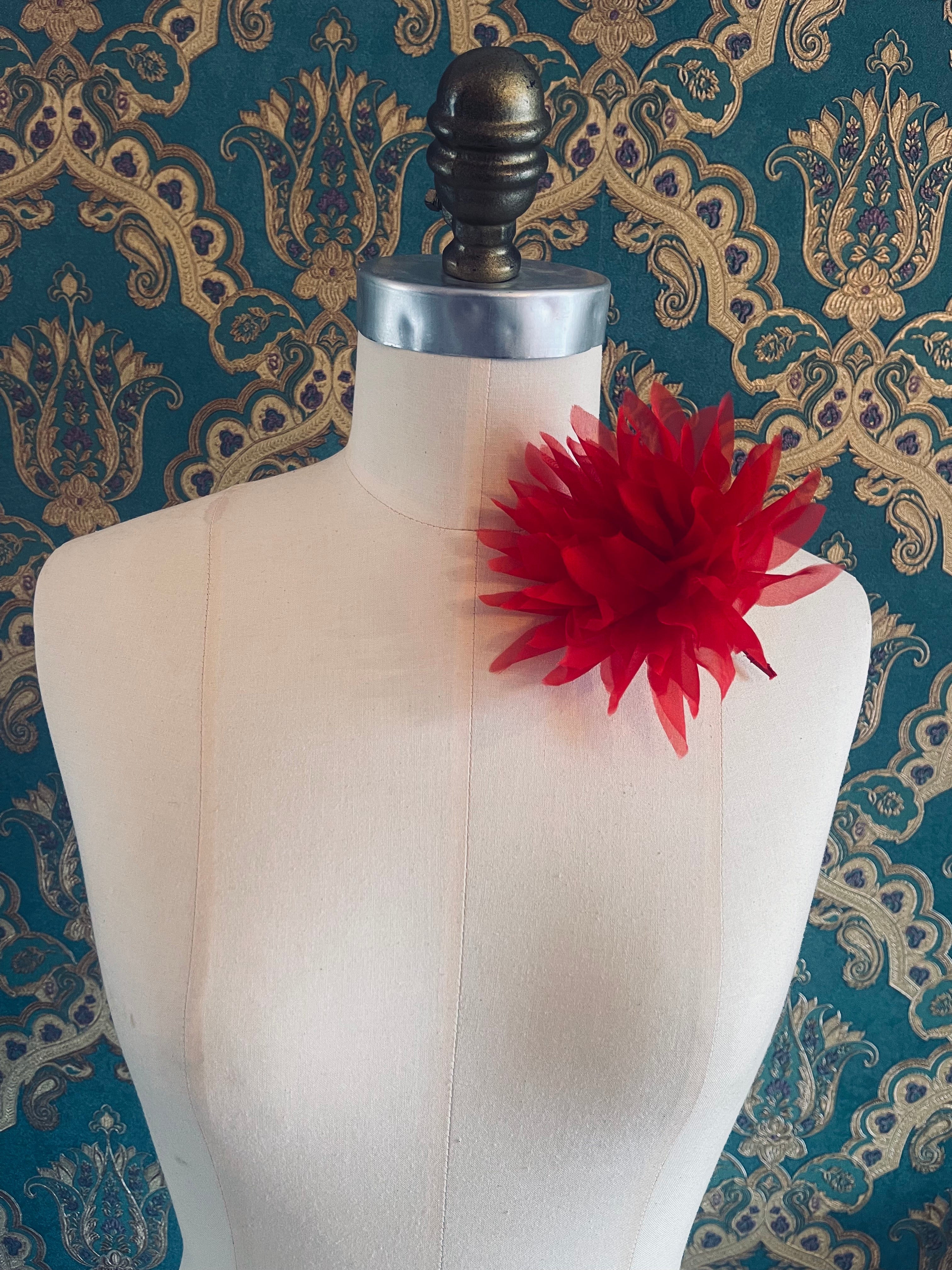 Broochella dahlia flower brooch pin handmade luxury designer luxury men’s women’s red