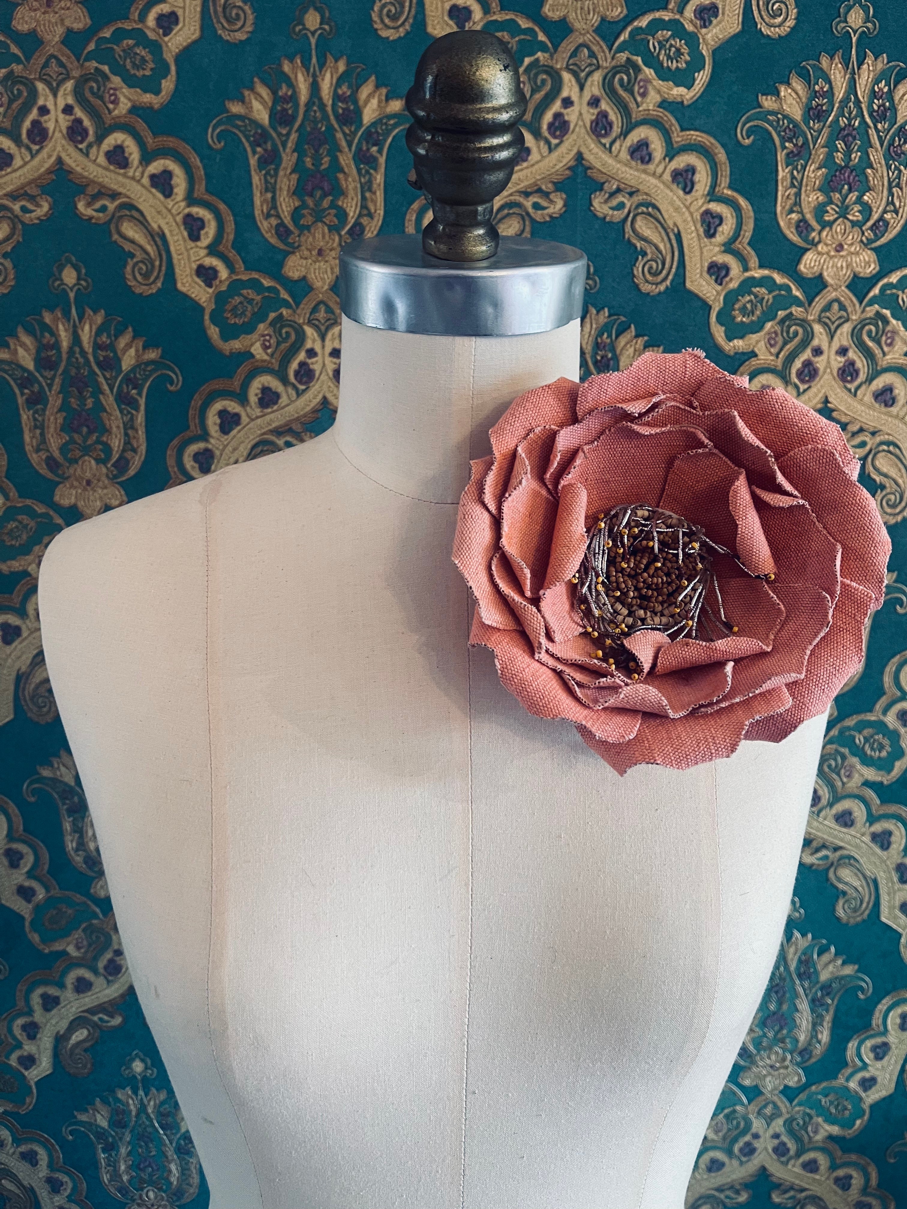 Broochella Anemone pink hand beaded flower brooch pin designer luxury women’s 