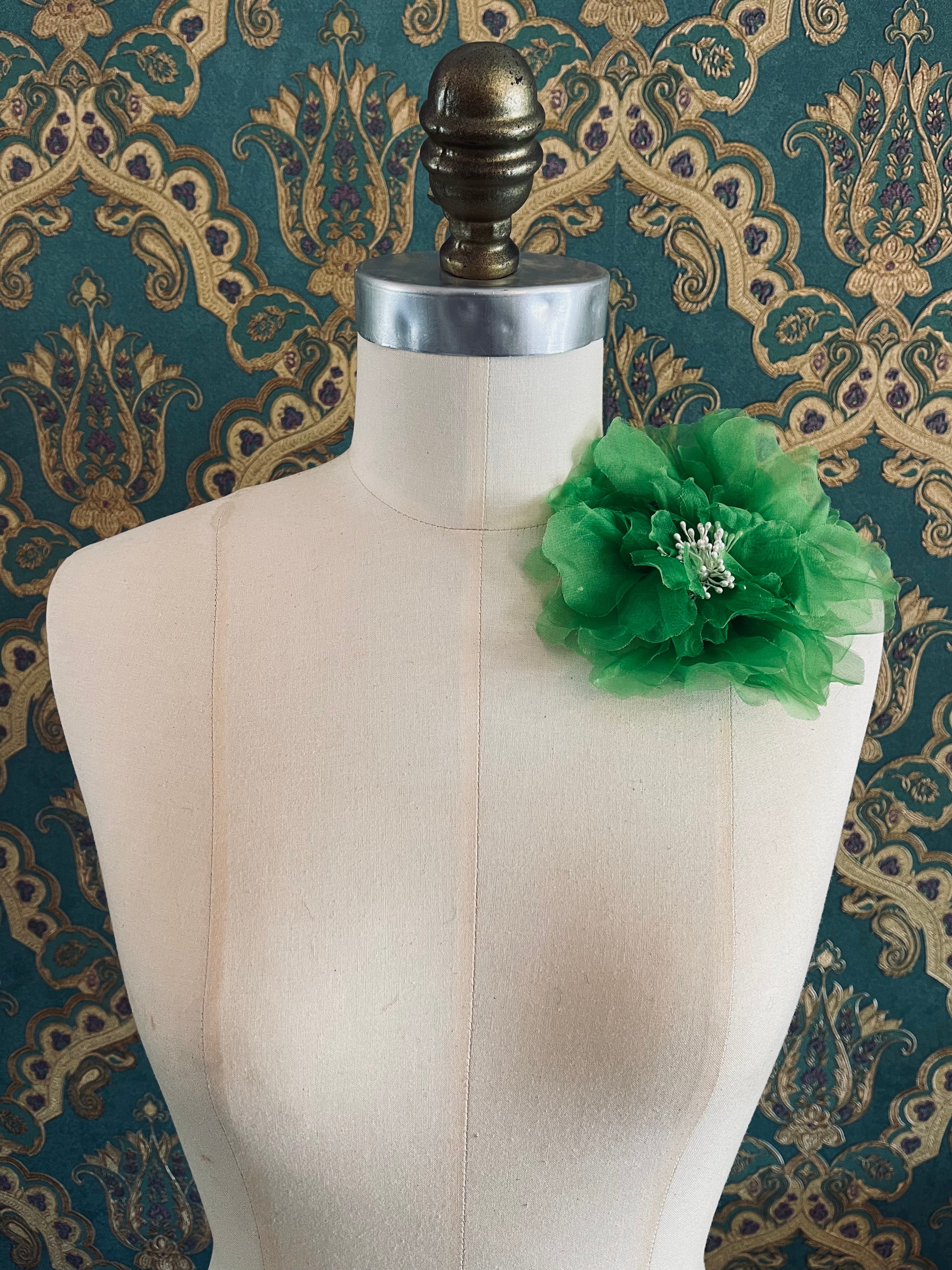 Broochella Aubrieta organza flower brooch pin luxury designer men’s women’s green