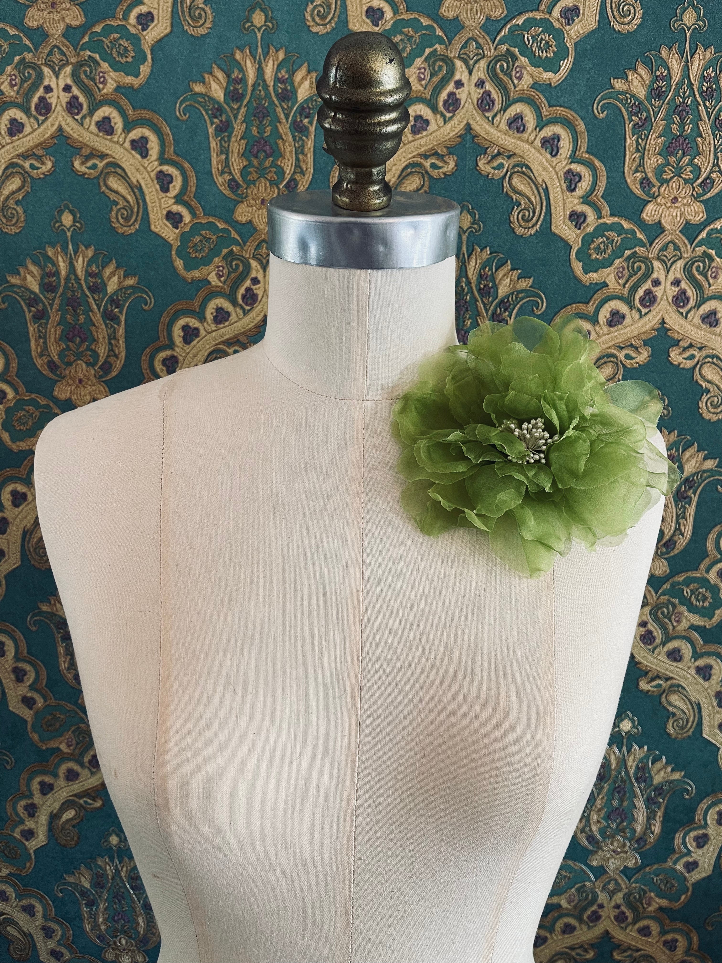 Broochella Aubrieta organza flower brooch pin luxury designer men’s women’s chartreuse