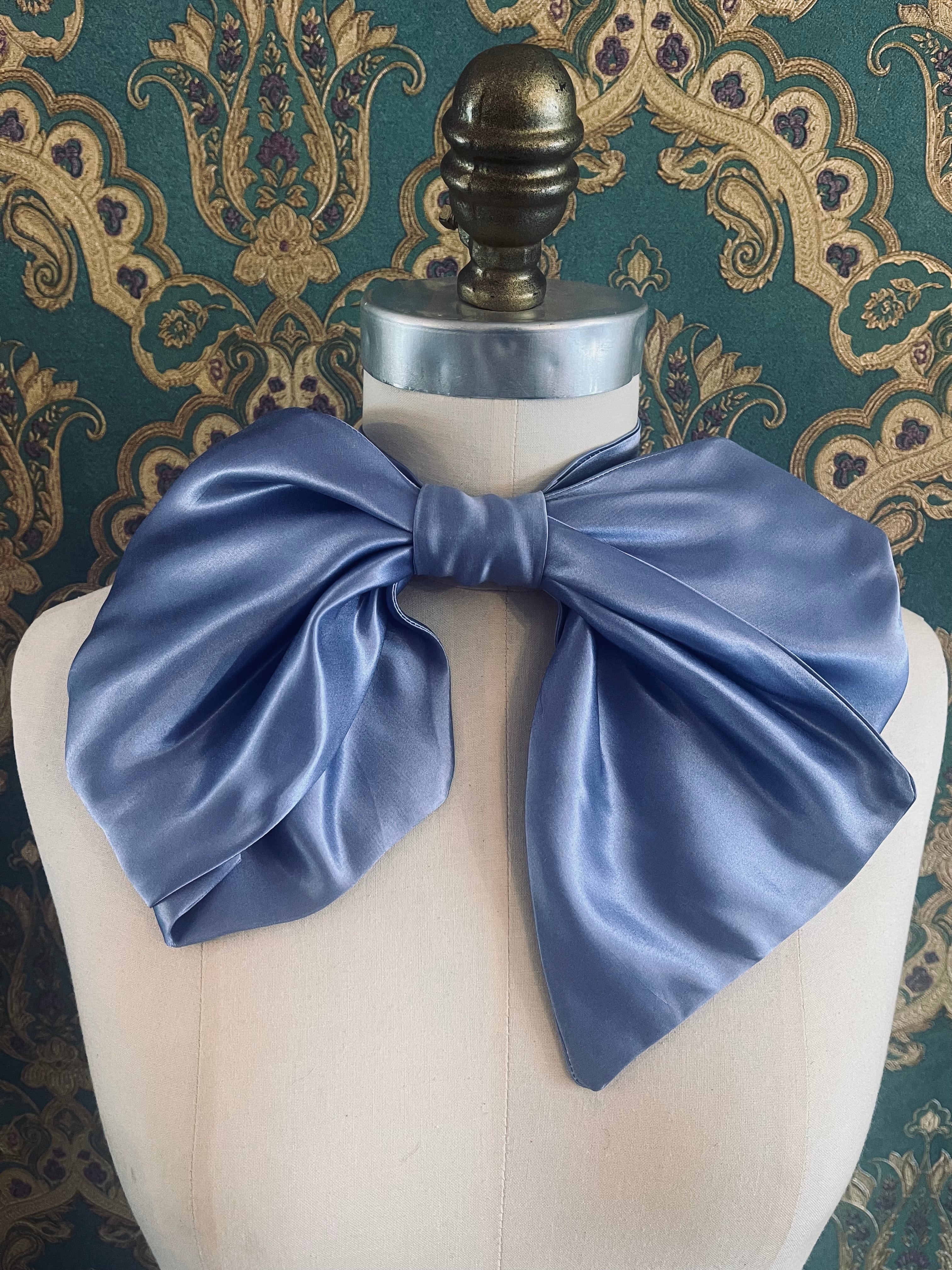 Broochella Fiocco blue small bow brooch pin choker silk satin handmade designer luxury women’s 
