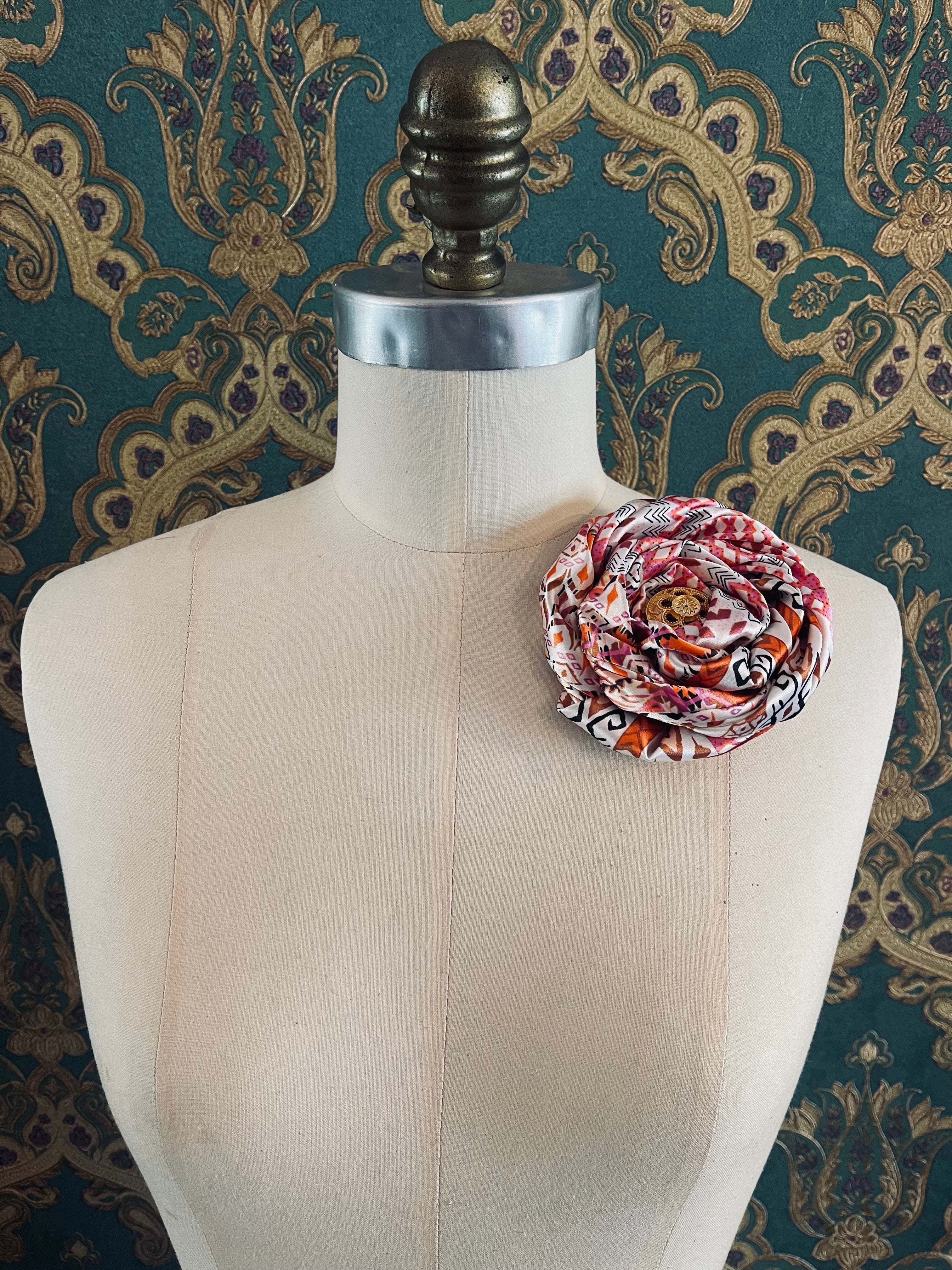 Broochella Bougainville flower brooch pin pink satin handmade luxury designer women’s men’s 