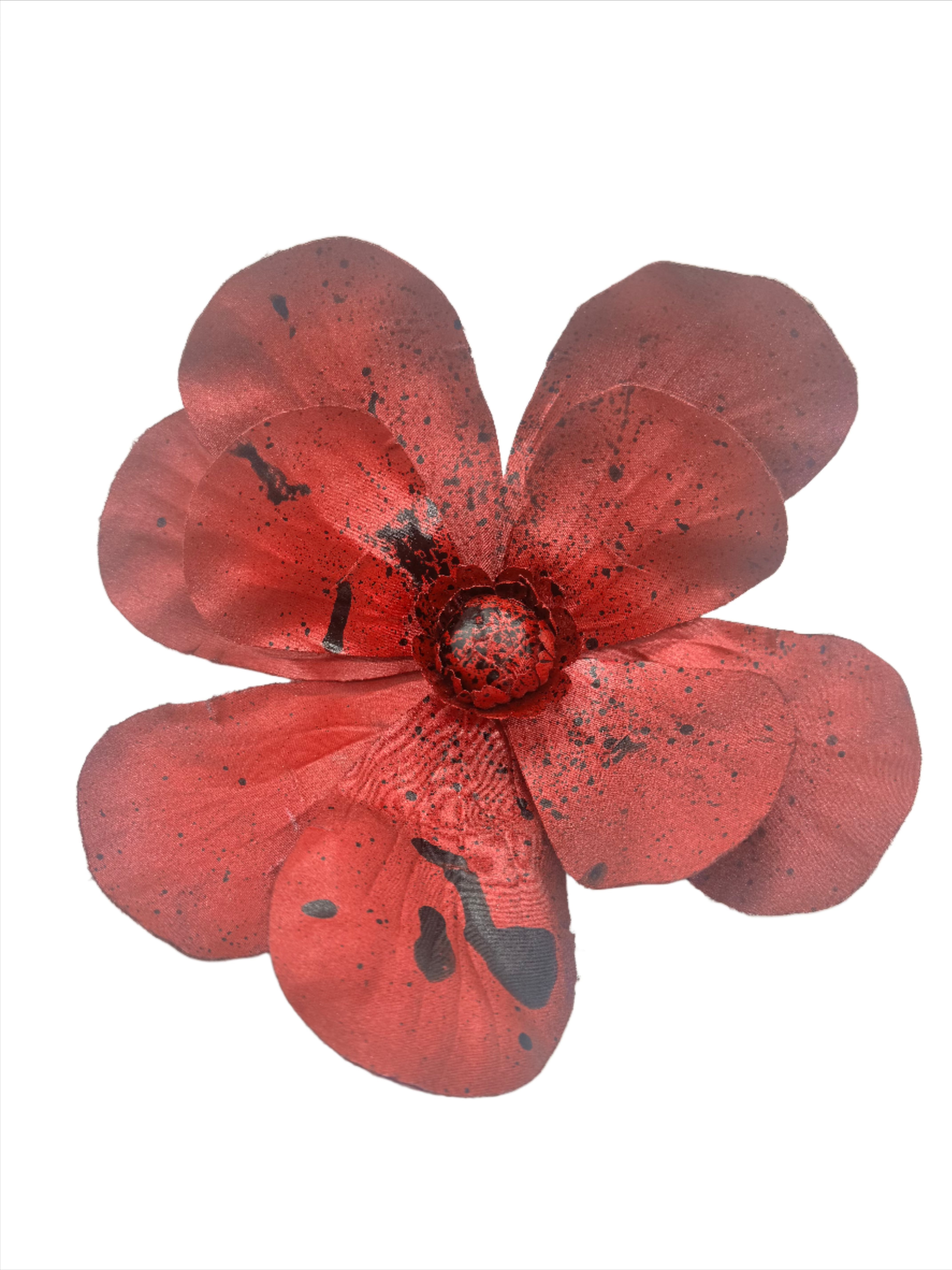 Broochella Magnolia d’Arte flower brooch pin silk hand painted art spray paint luxury designer one of a kind red men’s women’s