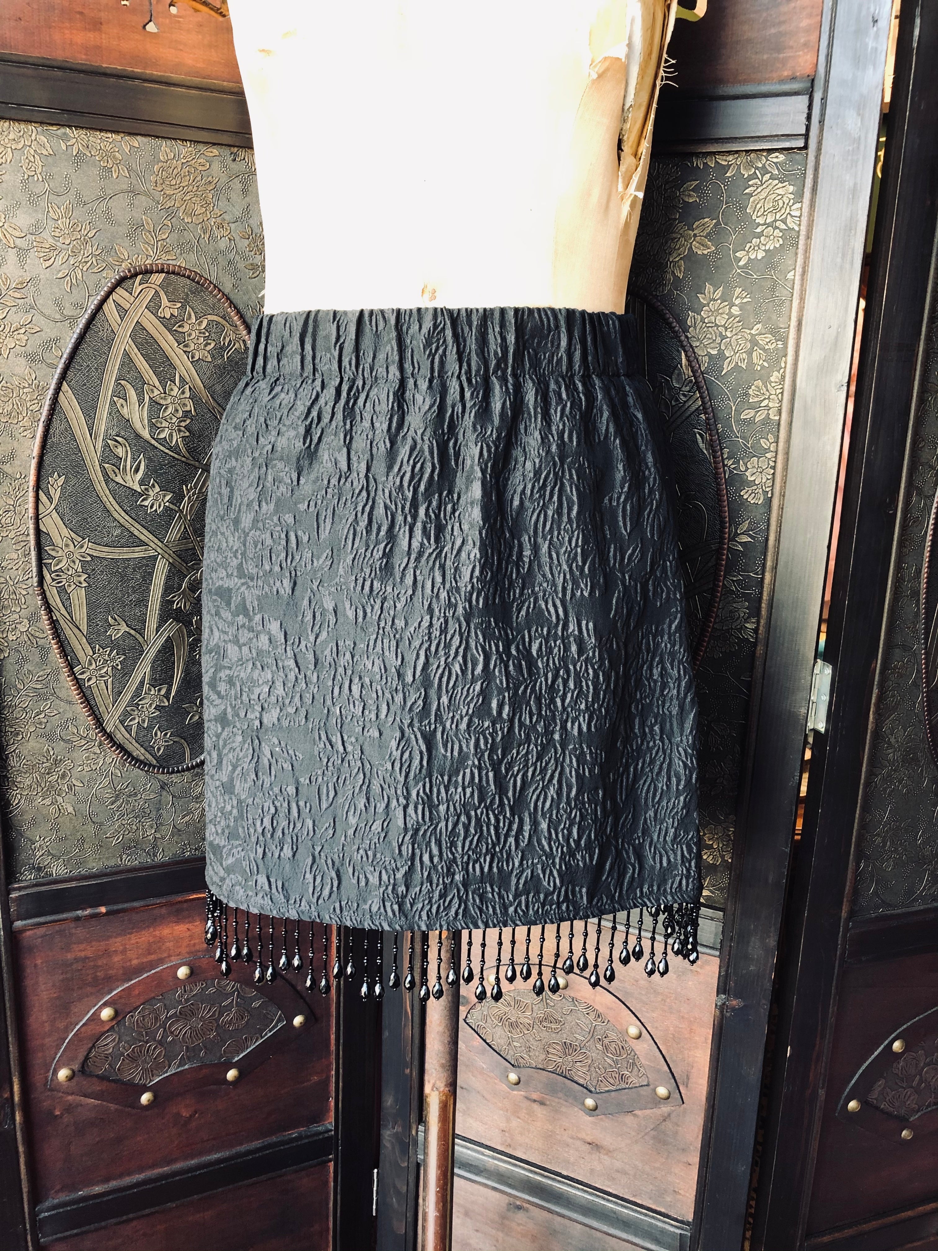 Ganni black mini Skirt 36 beaded trim luxury designer women's 