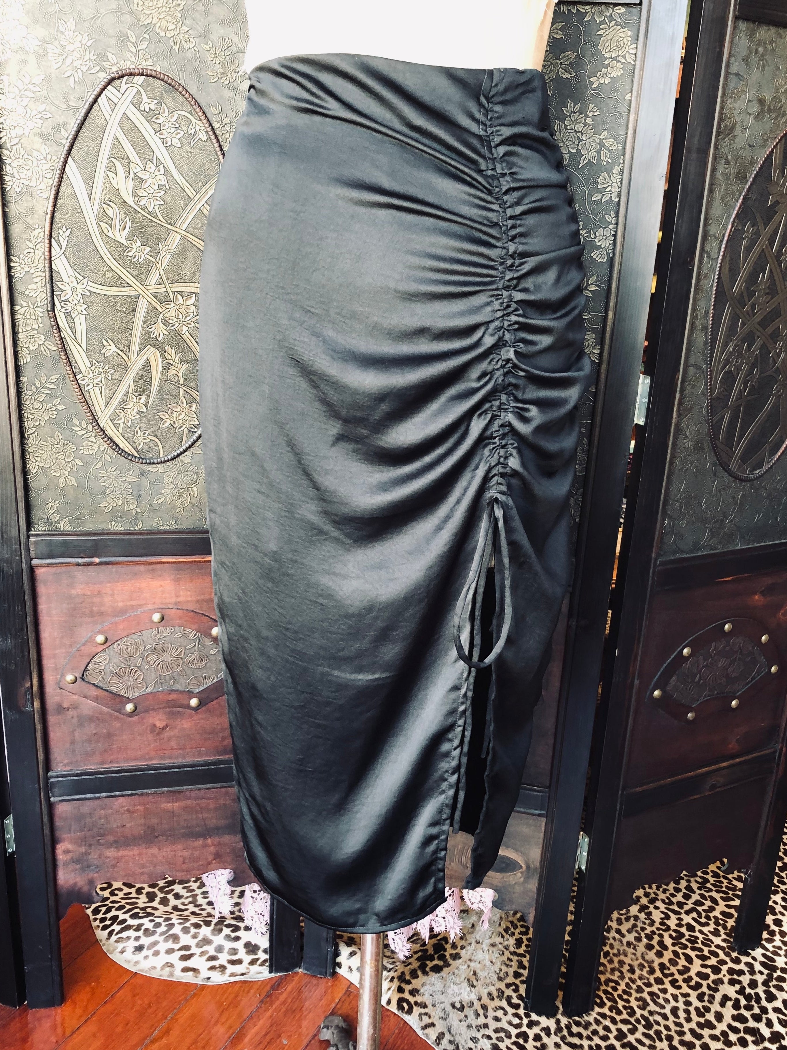 Kookai Black Ruched Pencil Skirt- 38