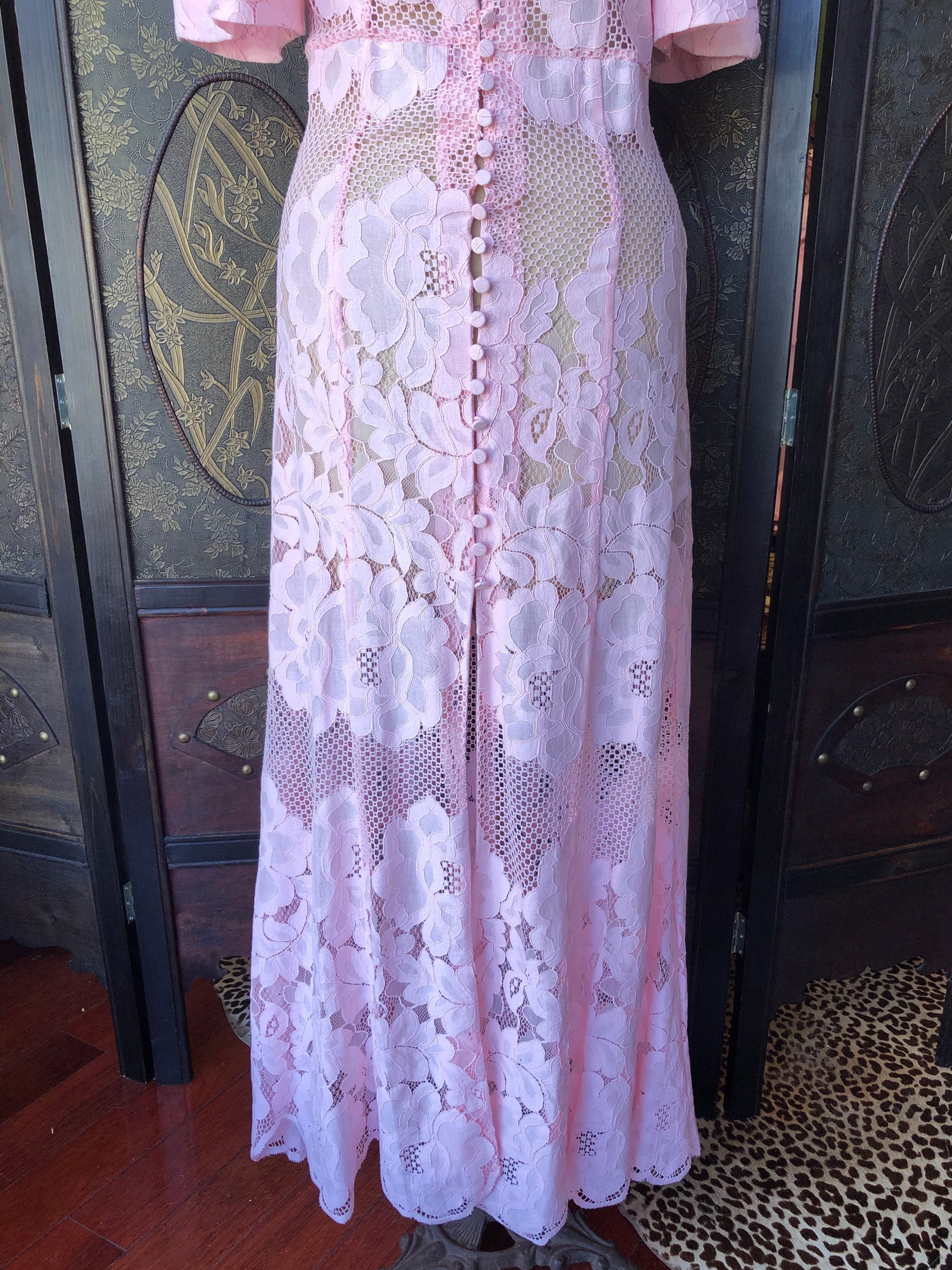 Mr Larkin Pink Sheer Lace Maxi Dress  Size S