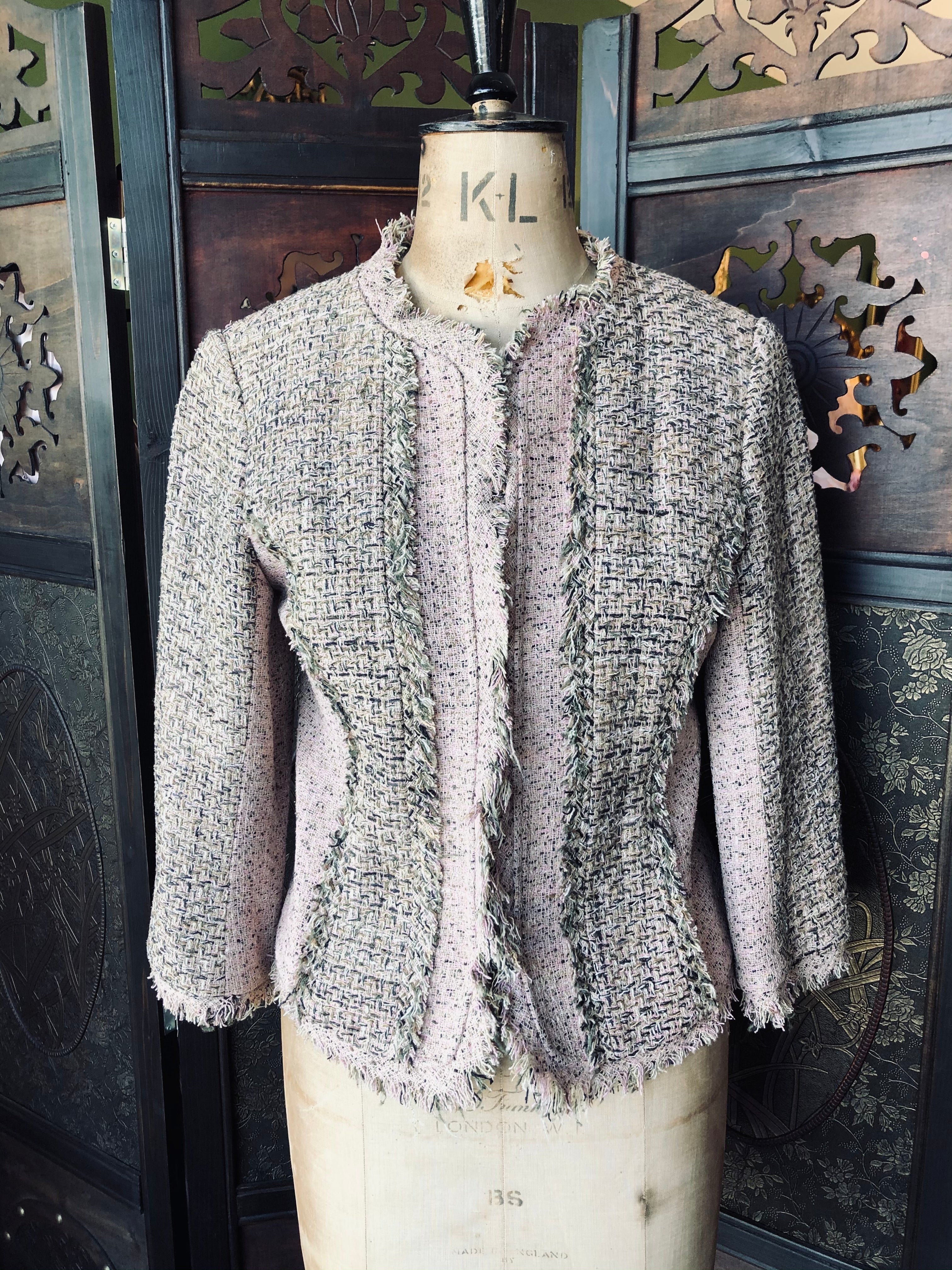 Bang Tweed Silk Blazer 10 silk pink luxury designer women's 