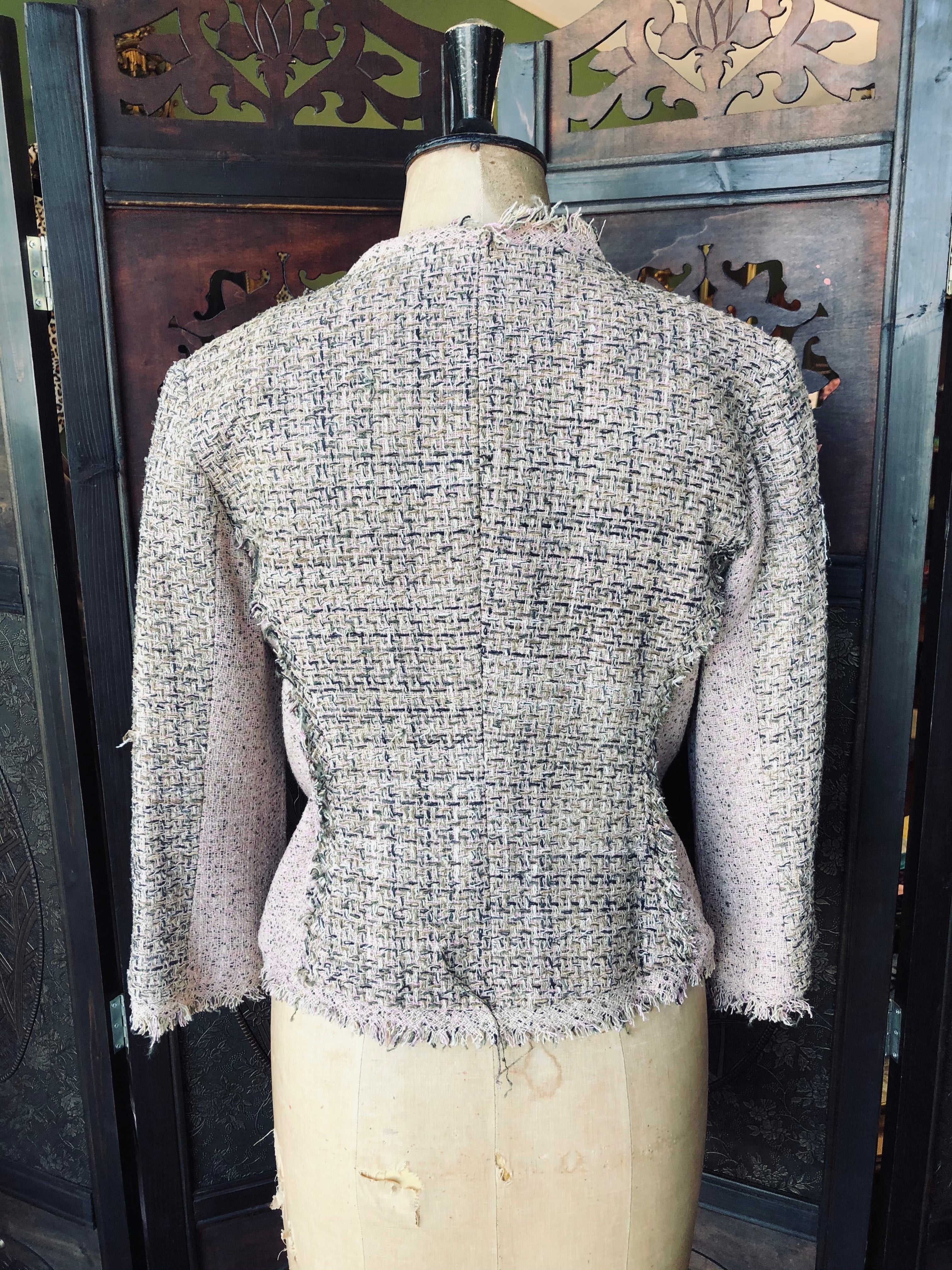 Bang Tweed Silk Blazer 10 silk pink luxury designer women's 