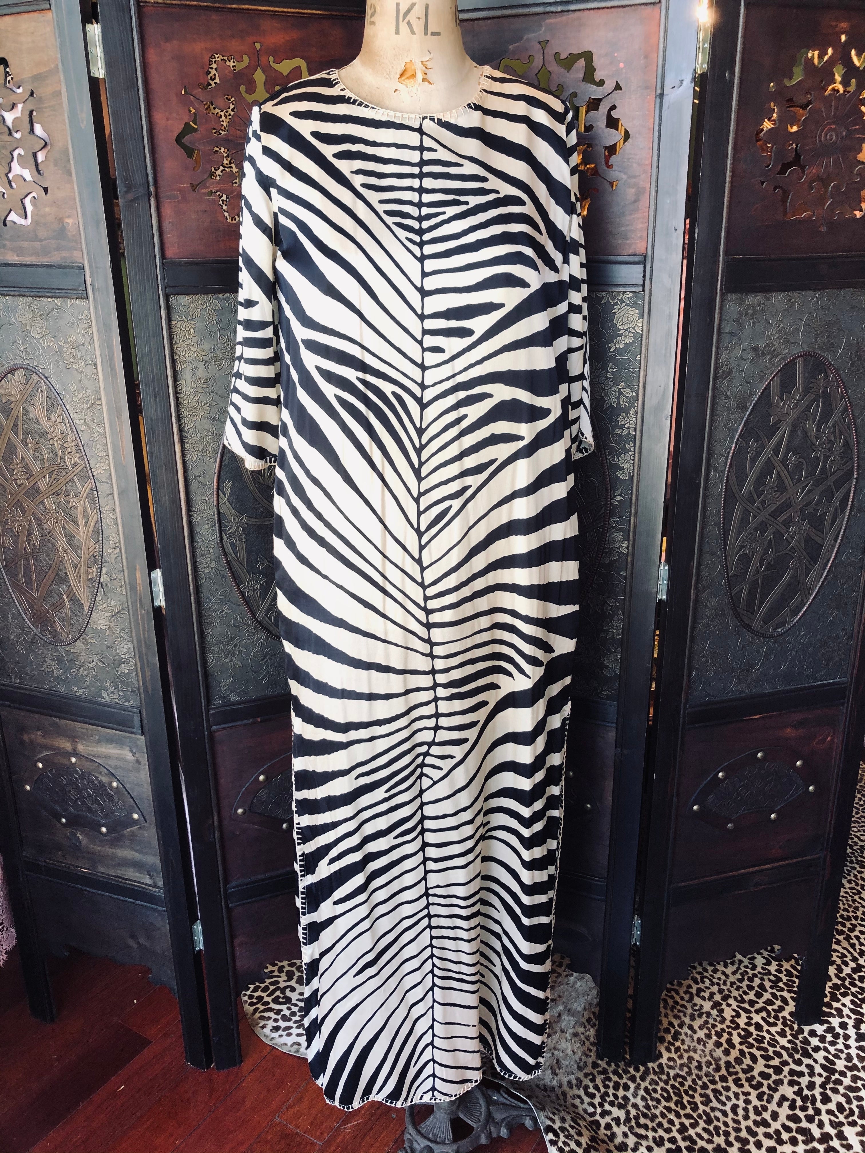Michonet Zebra Print Silk Dress – Size Small luxury designer maxi 