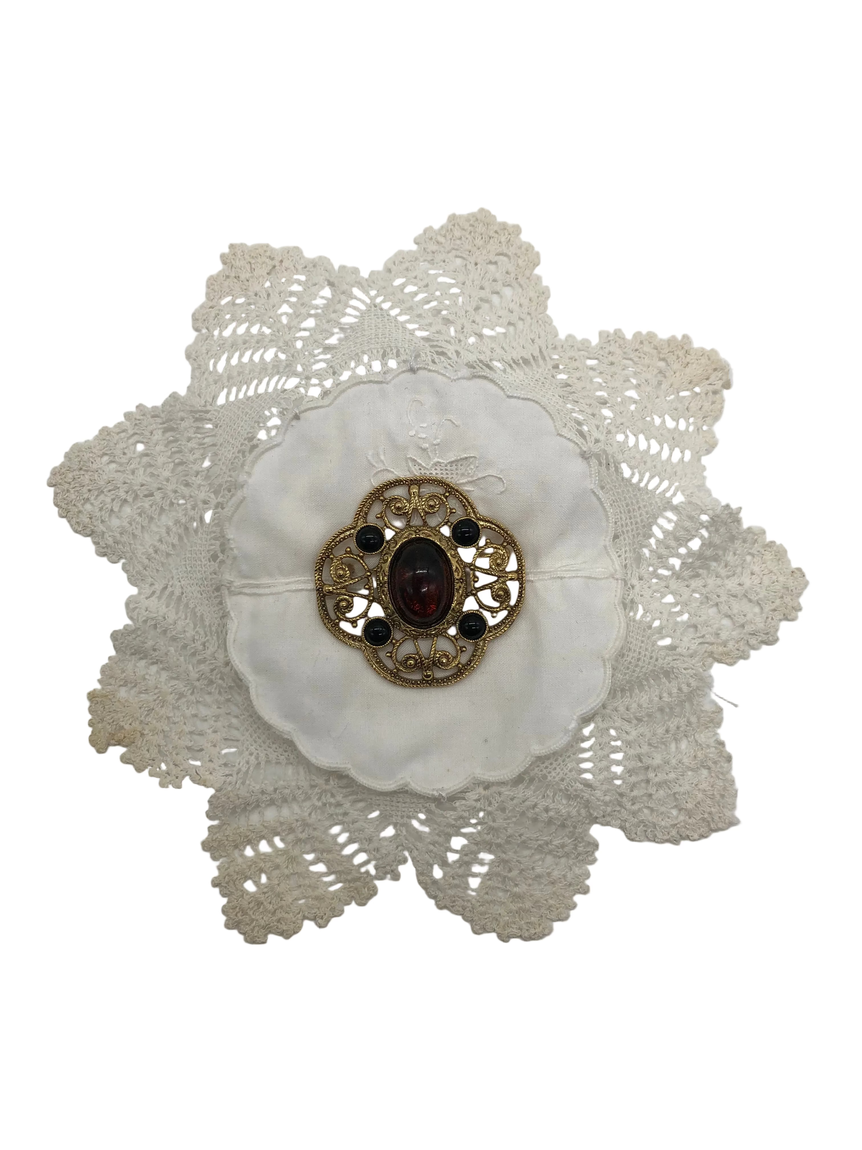 Broochella Corredi brooch pin Italian linen handmade upycled vintage brooch embellishment luxury designer men's women's 