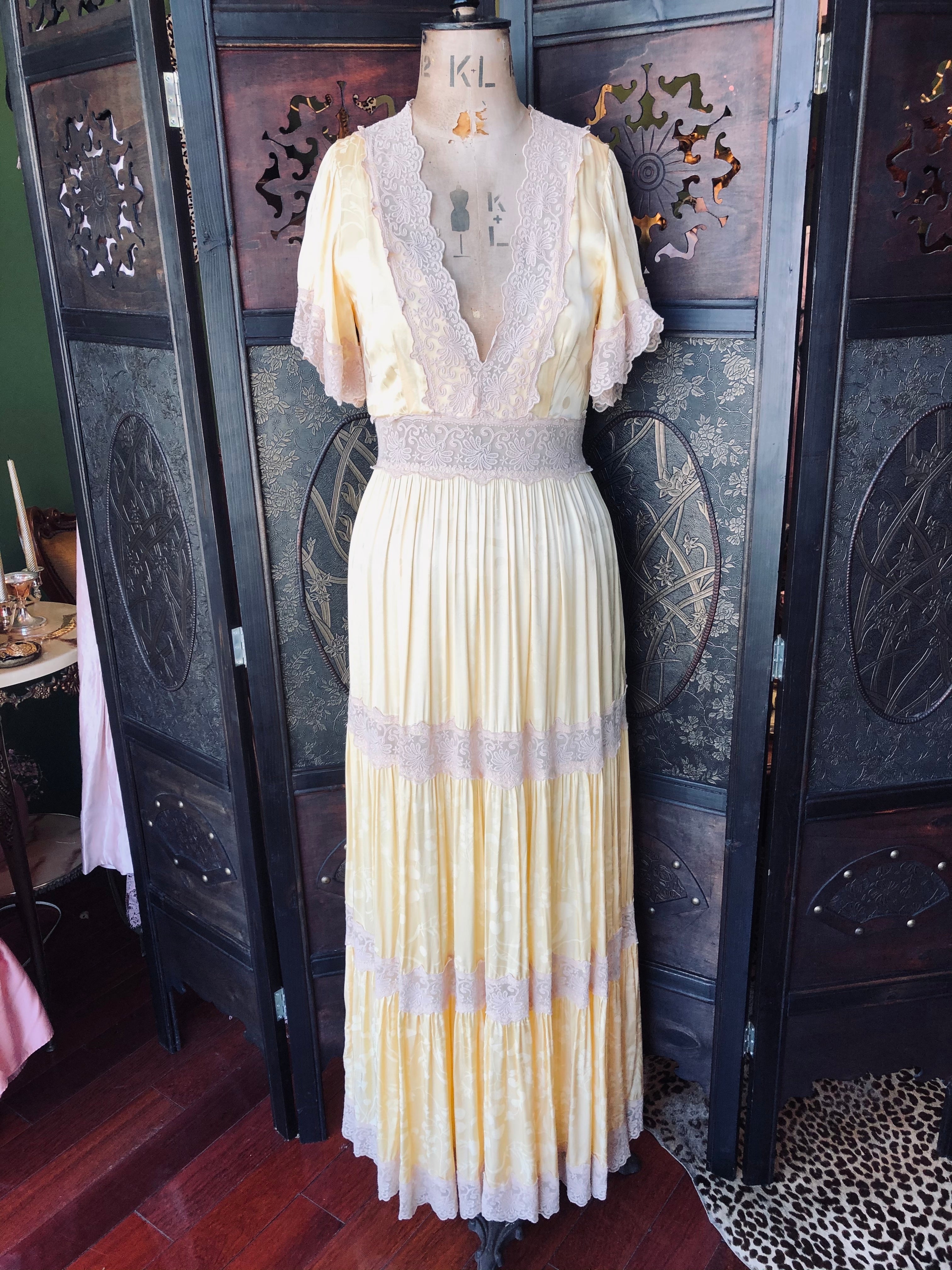 Spell Lace Trim Butter Yellow Maxi Dress – Size Small