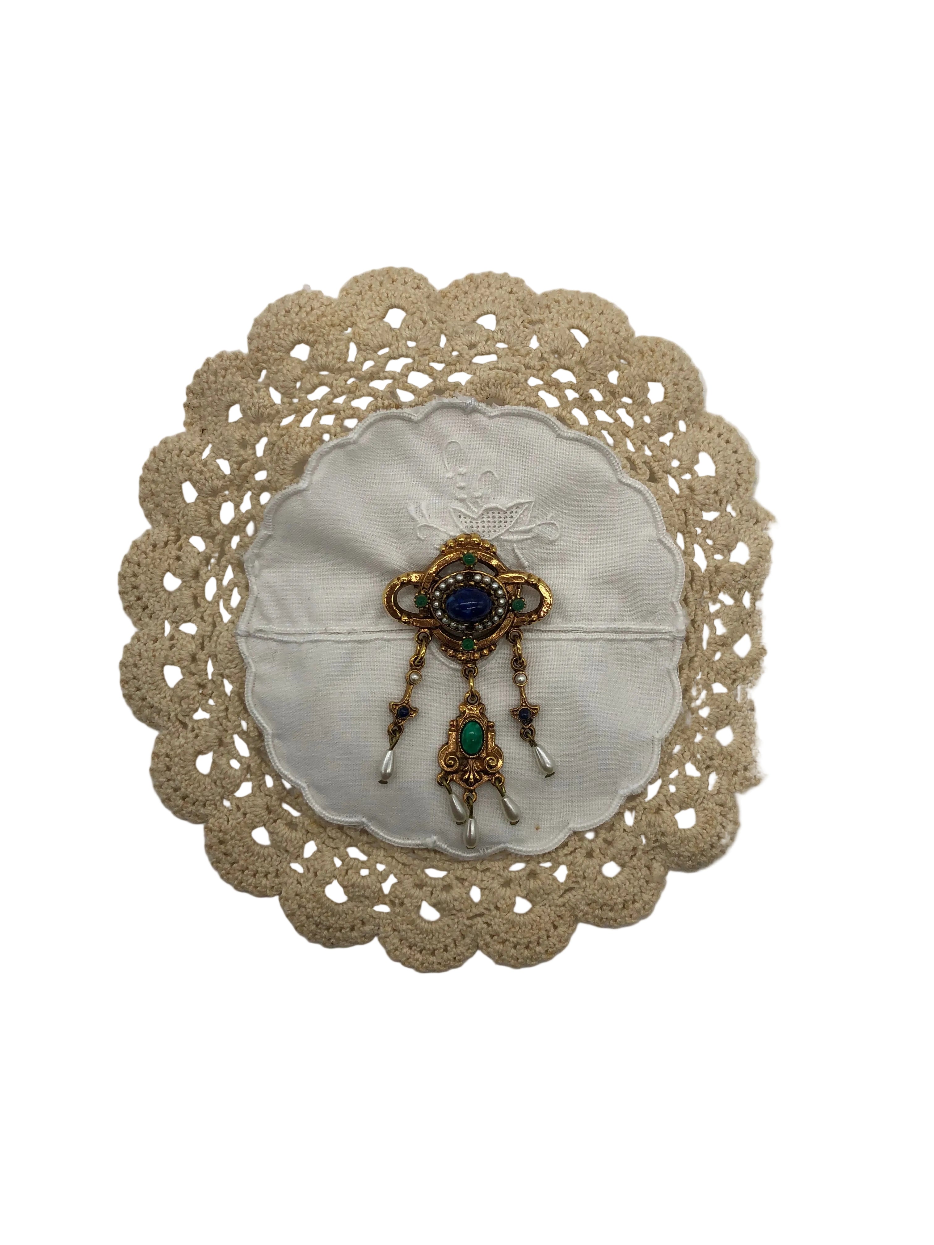 Broochellla Corredi Brooch pin Italian linen handmade luxury designer upycled men's women's 