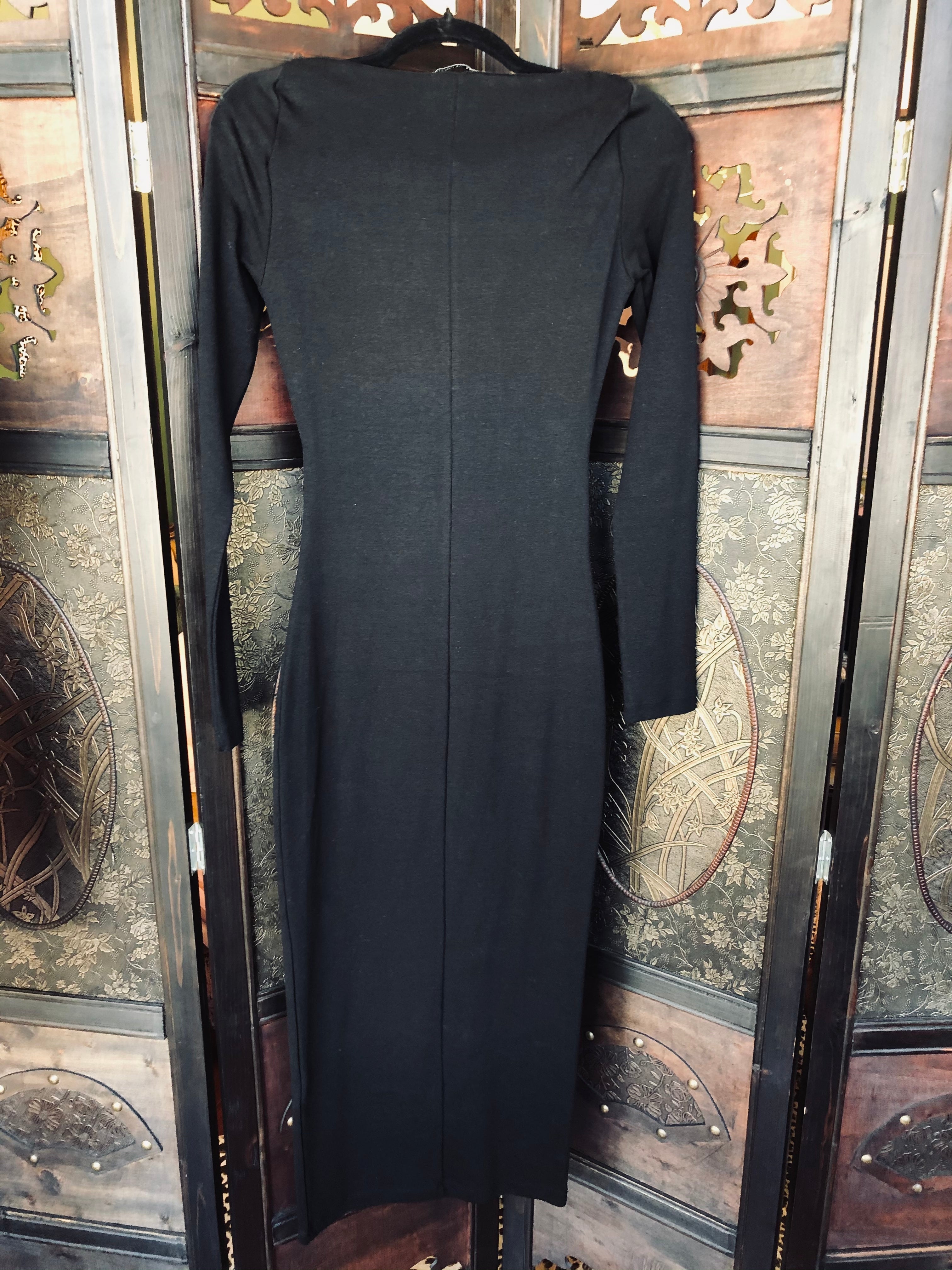 ZARA Black Long Sleeve Midi Dress – Size Small