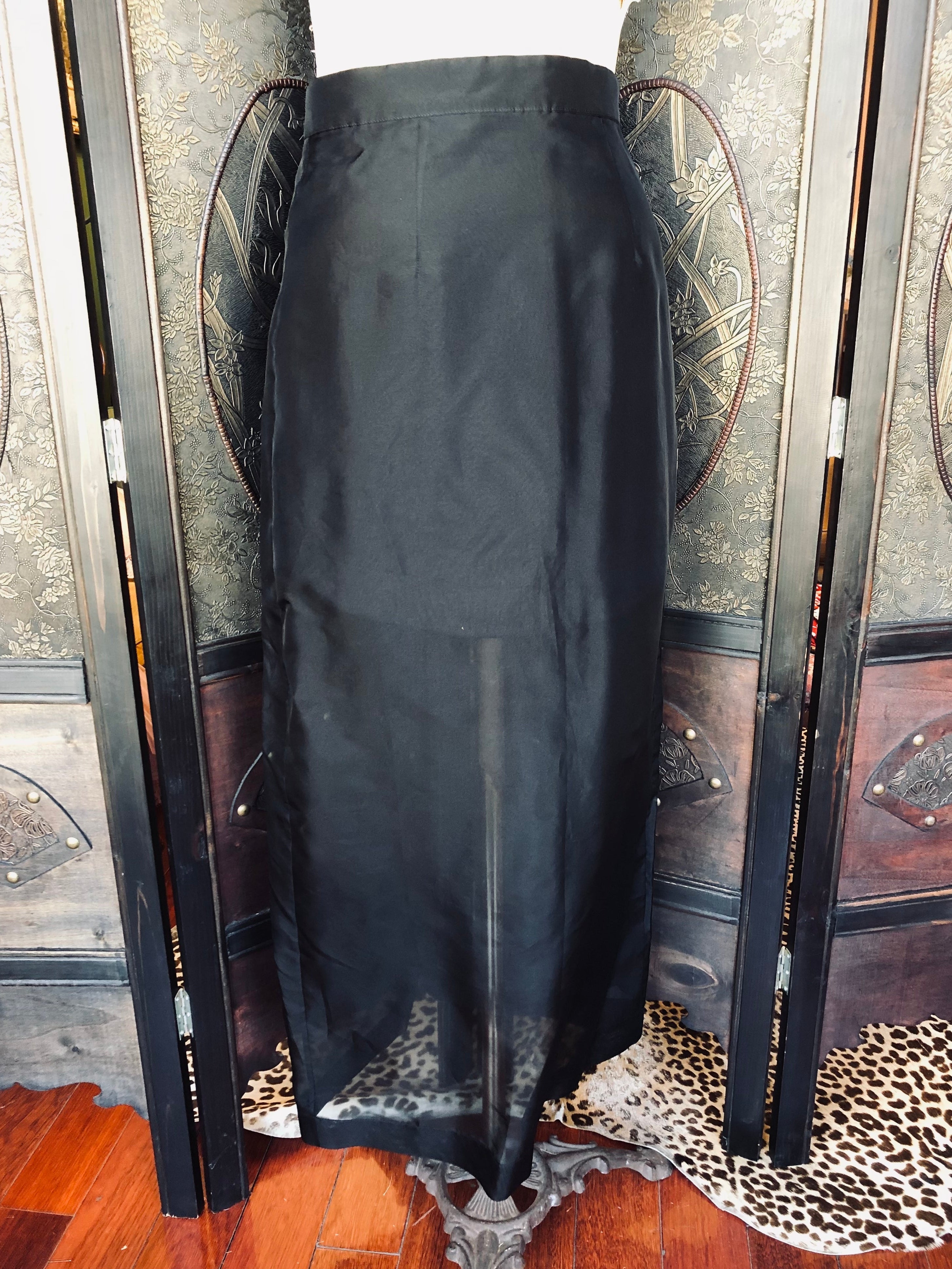 Emerson Studios Silk Maxi Skirt – Black | Size Small