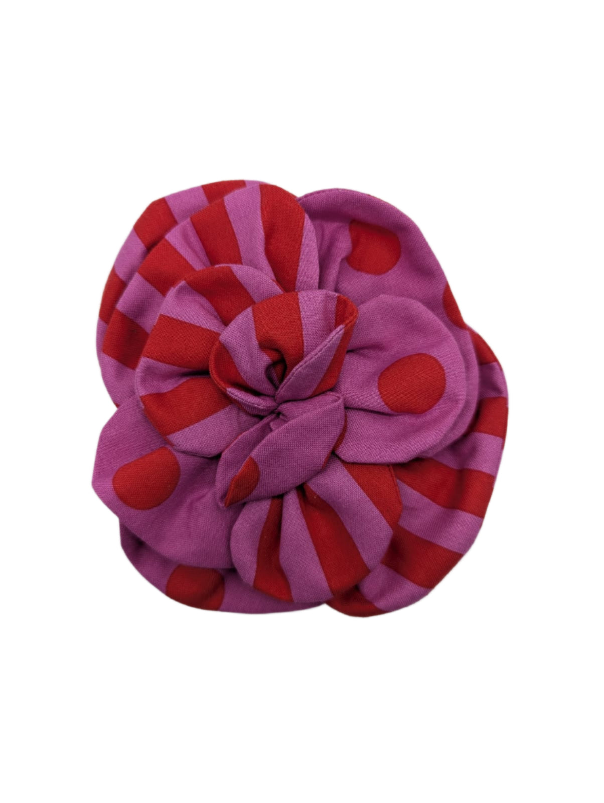 Broochella Men's Florella flower brooch cotton handmade spots  stripes designer luxury red pink