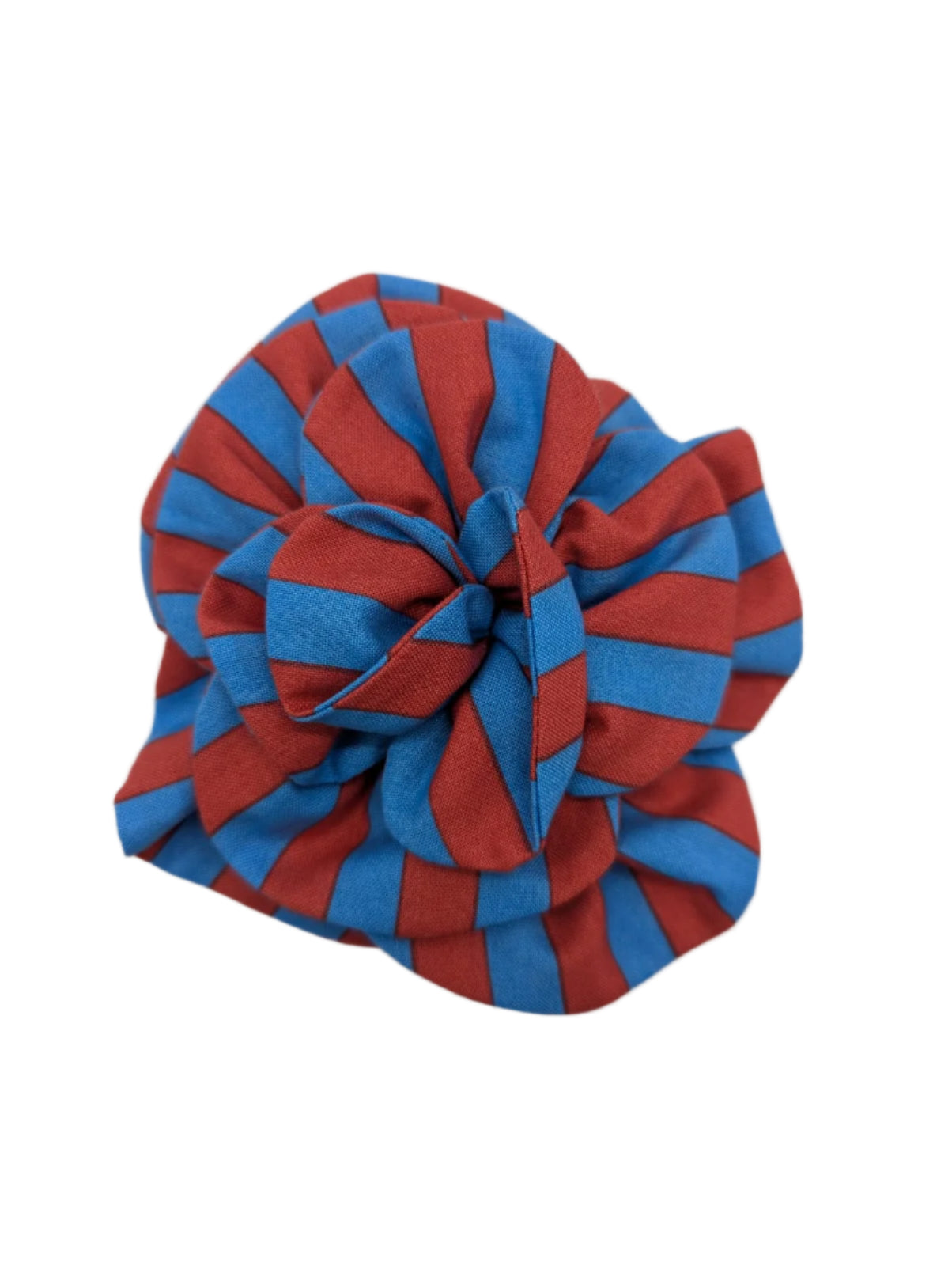 Broochella florella flower brooch pin red blue stripes striped cotton handmade luxury designer women’s men’s 