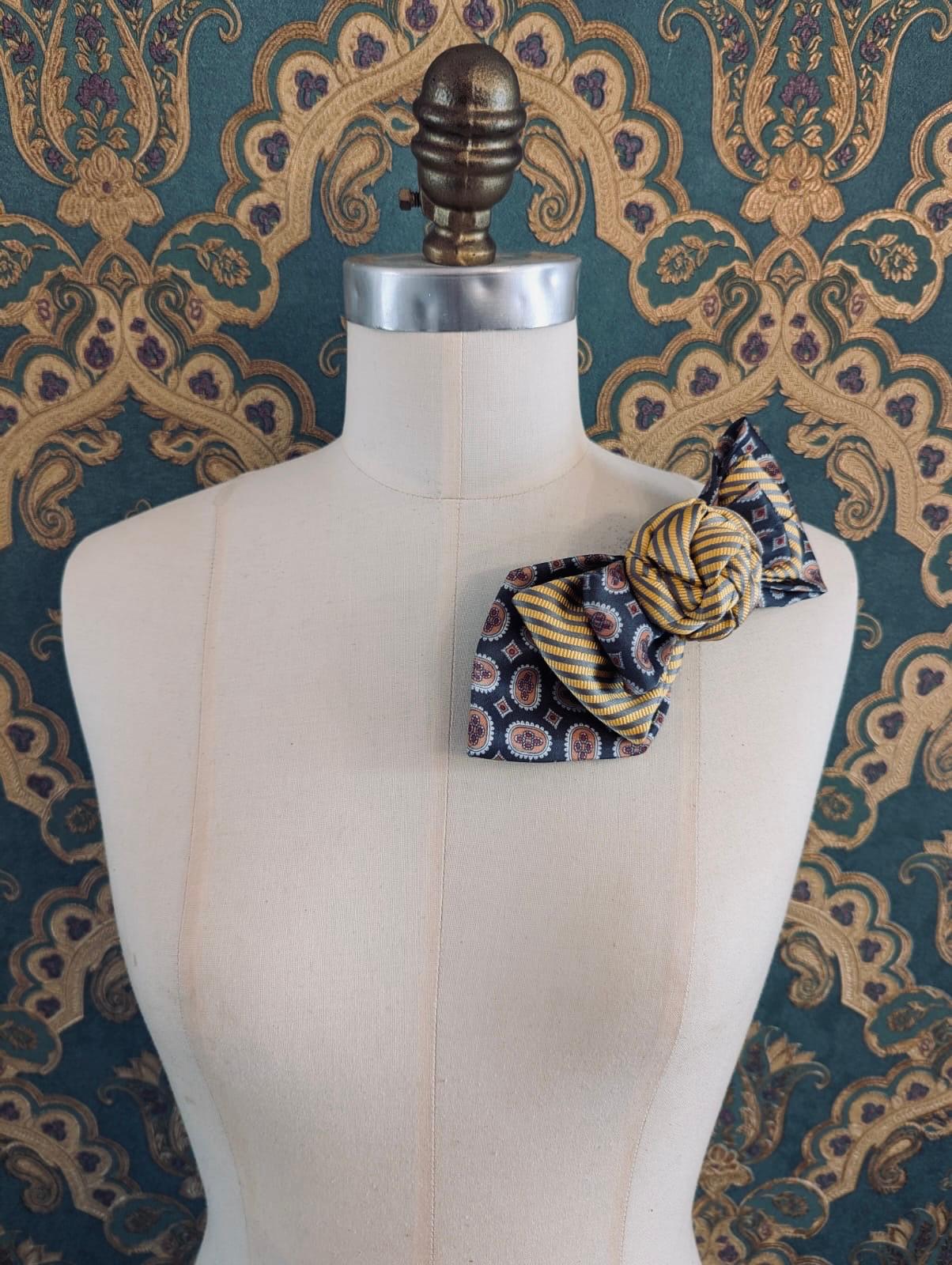 Broochella Bolivar cravatte tie brooch pin handmade up-cycled vintage designer luxury women’s men’s 