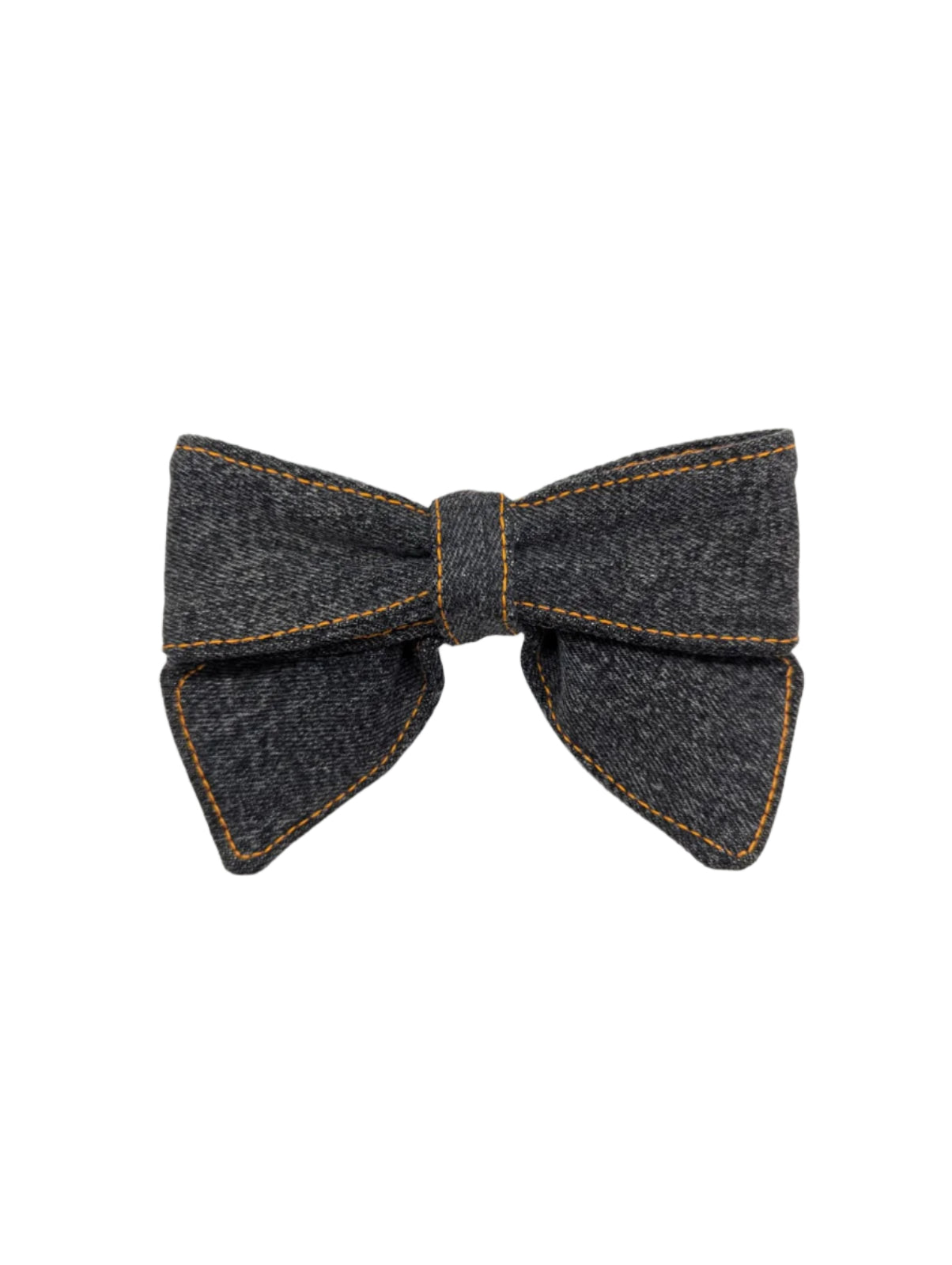 Grey/black Denim Bow Brooch Pin- Small