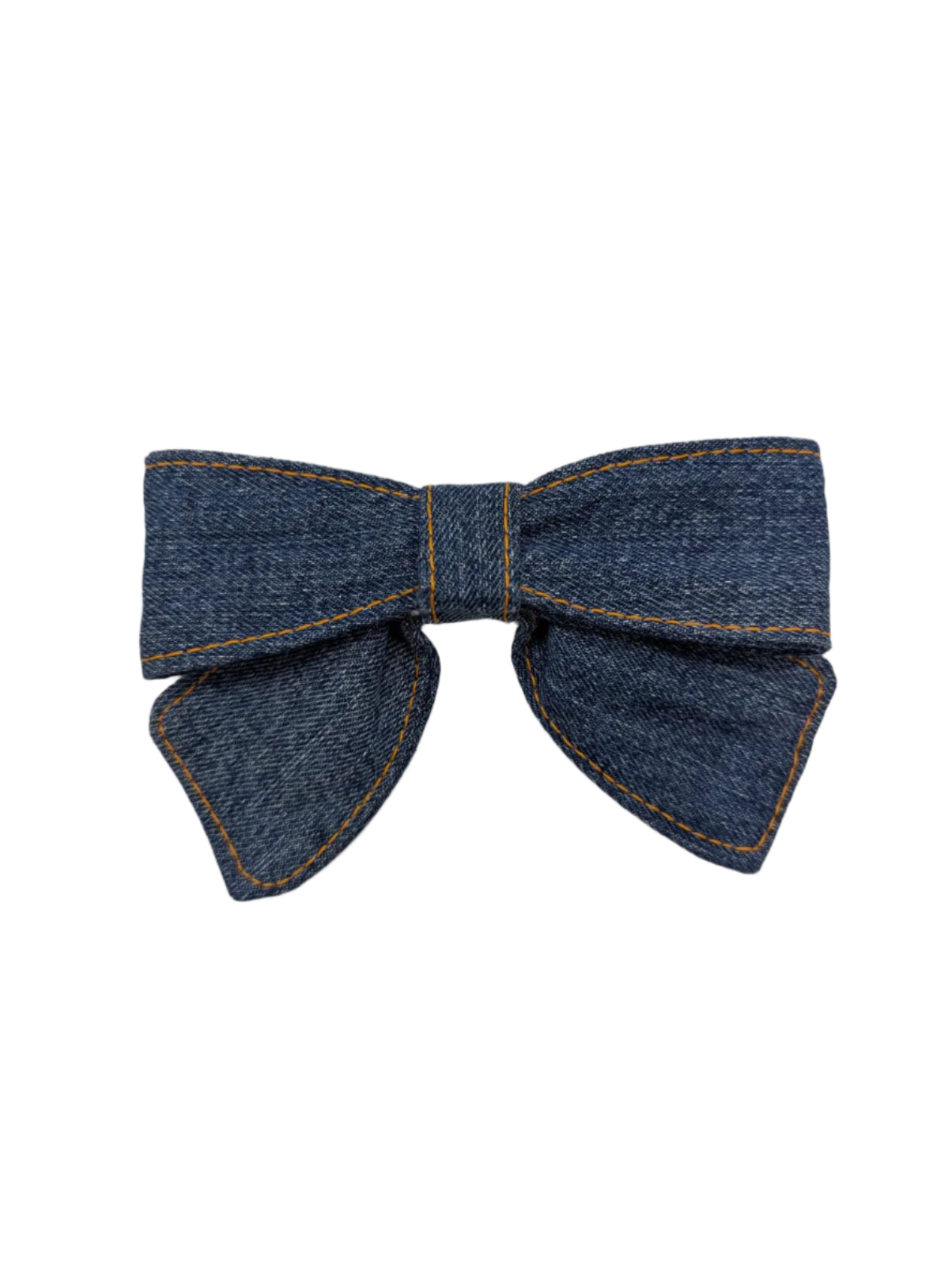 Mid Blue Denim Bow Brooch Pin- Small