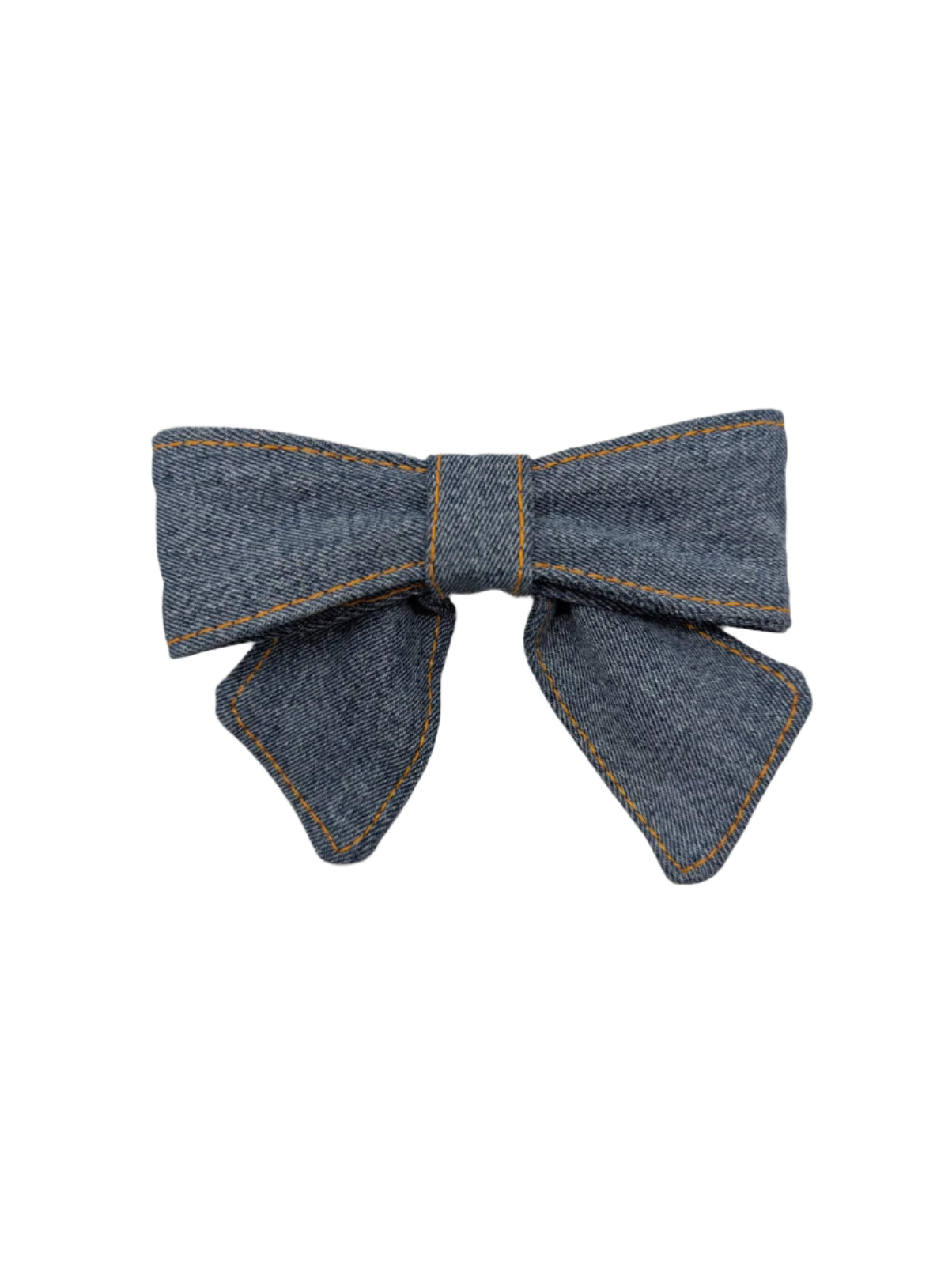 Light Blue Denim Bow Brooch Pin- Small