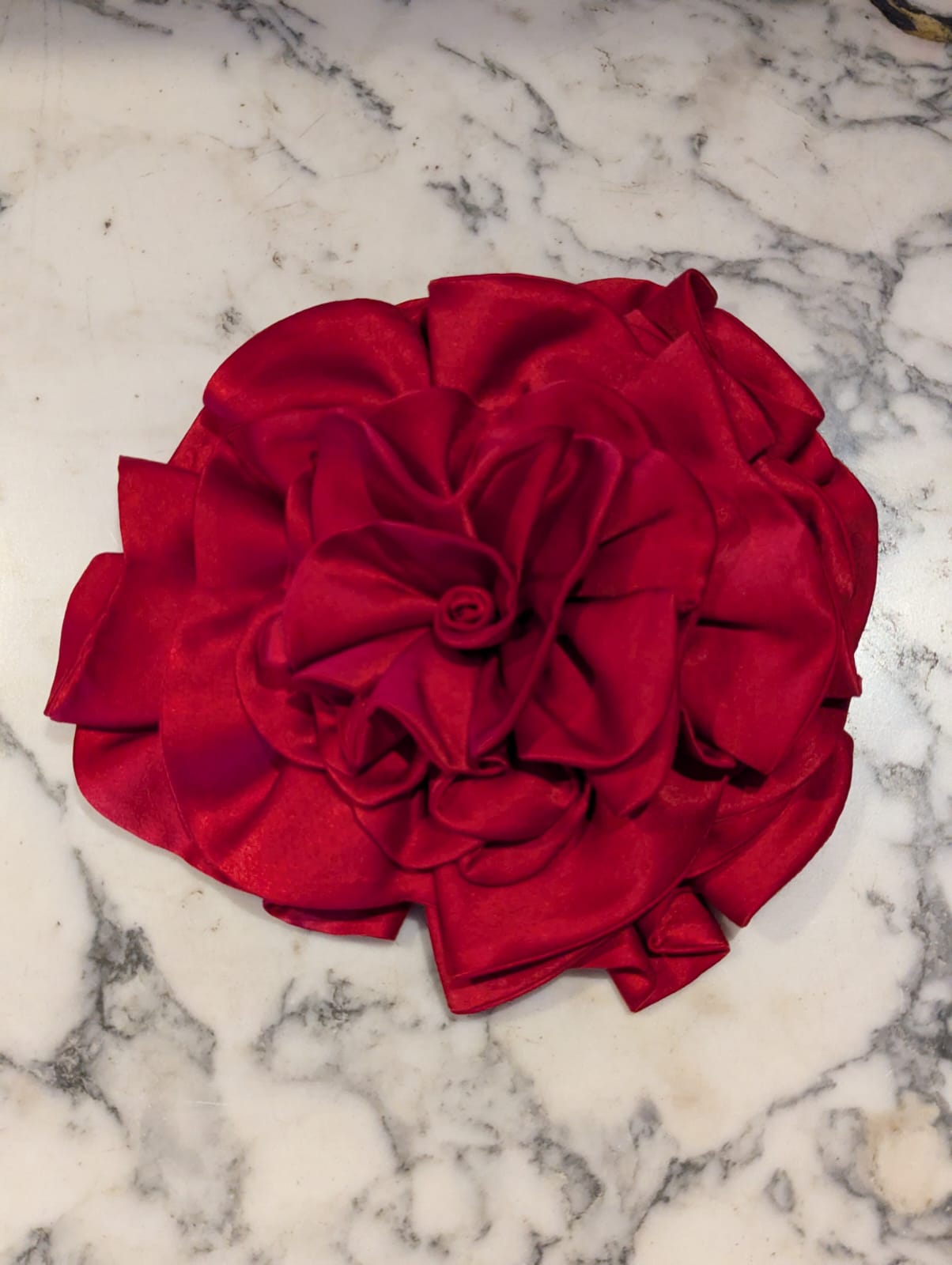 Broochella Rose de Minuit Red Flower Brooch pin large silk satin  handmade luxury designer men's women's 