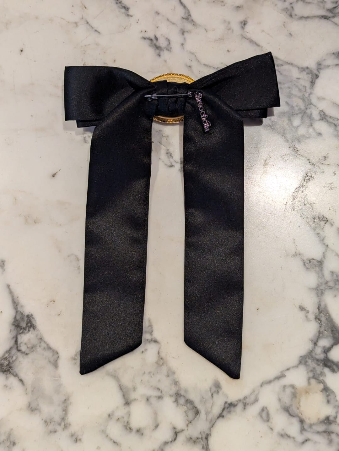 Broochella Camée de Nuit bow brooch pin black satin vintage cameo handmade luxury designer women's men's 