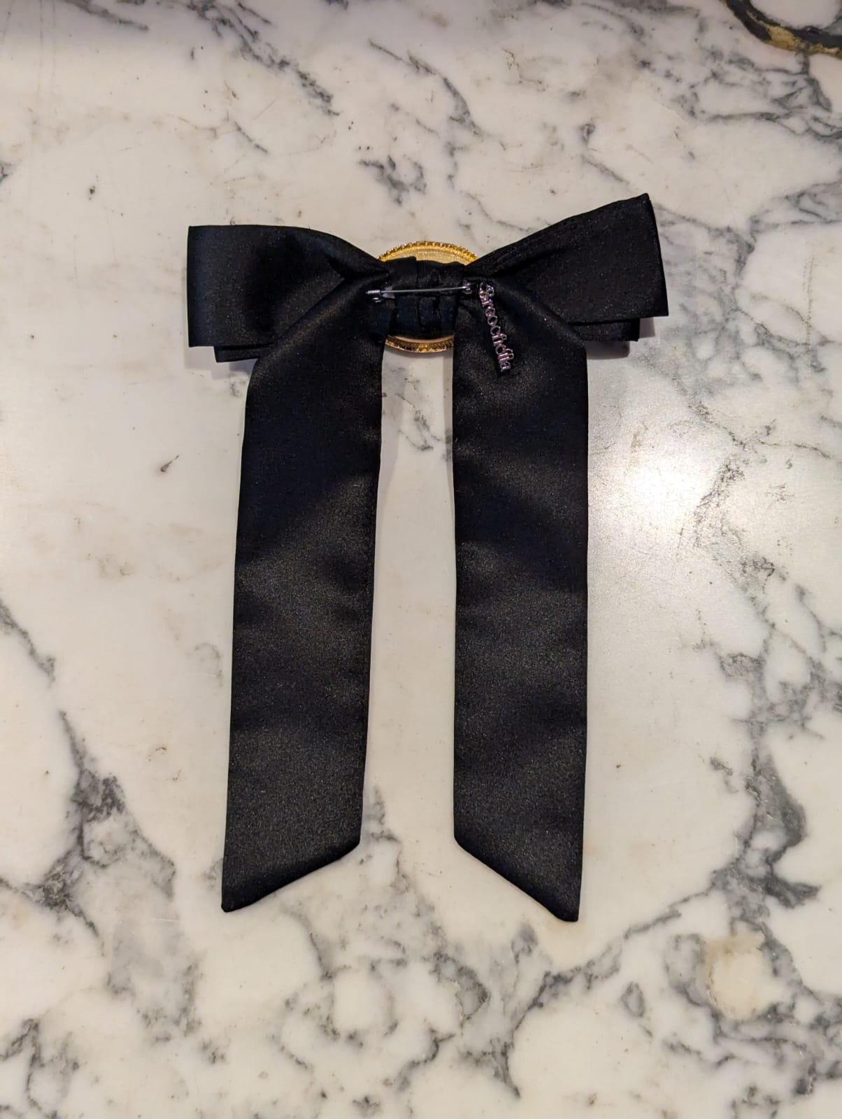 Broochella Camée de Nuit bow brooch pin black satin vintage cameo handmade luxury designer women's men's 