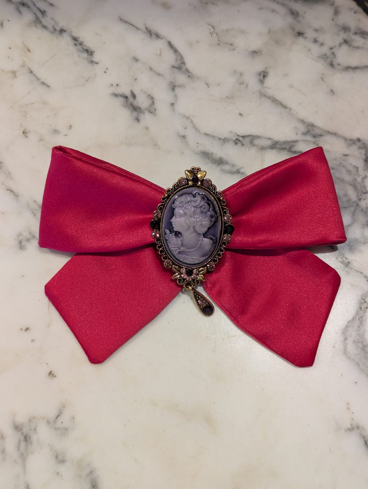 Broochella  Rosée Camée bow brooch pin cameo pink satin vintage luxury designer men's women's 