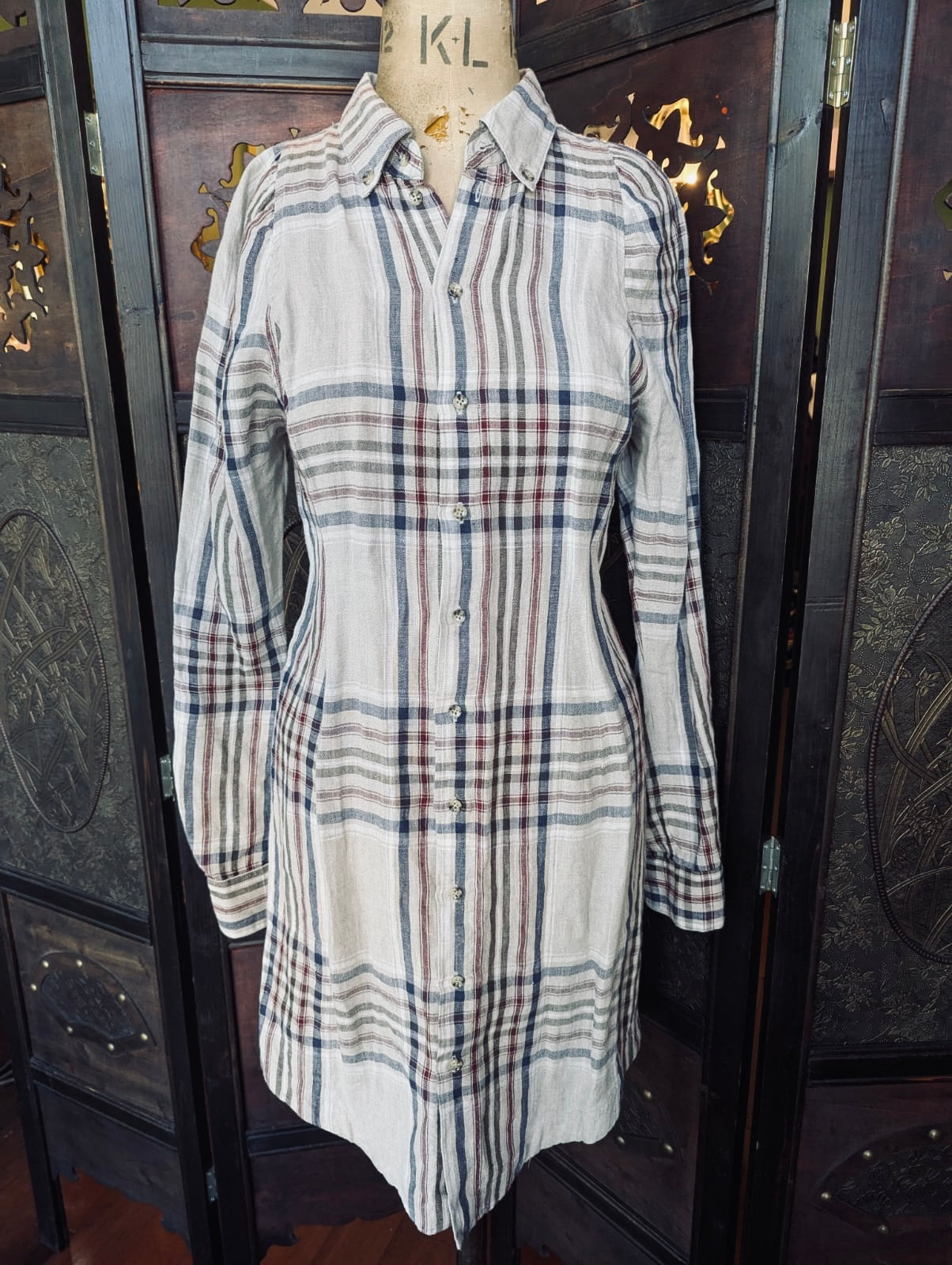 bassike linen dress Bassike Plaid Linen Shirt Dress – Size 1