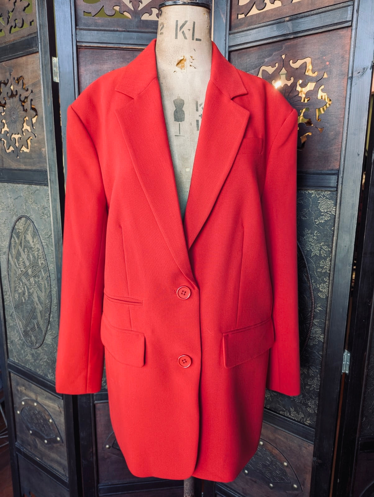 Shona Joy Red Oversized Blazer Jacket AU 10 USA 6