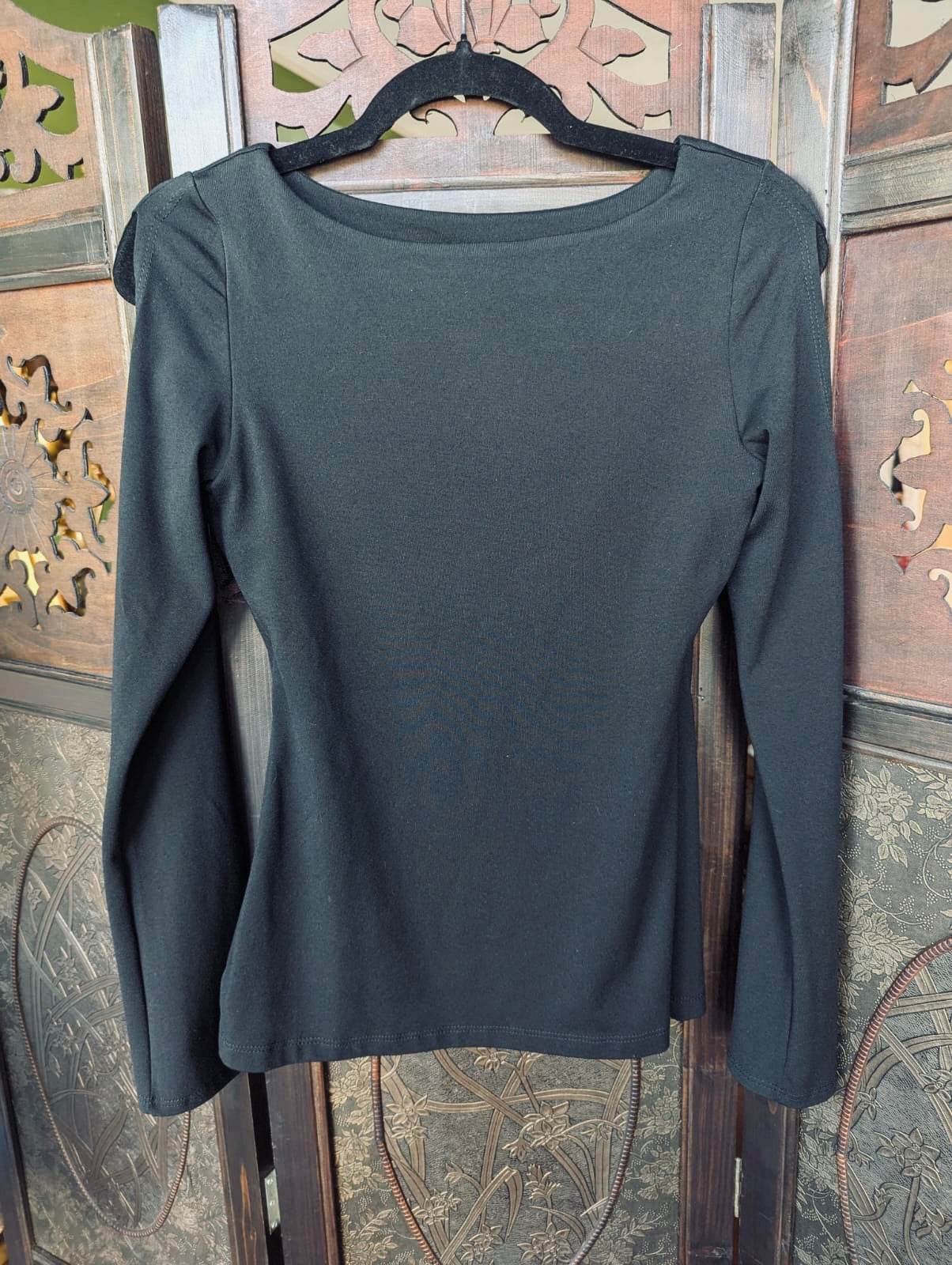 Susana Monaco Black Long Sleeve Top – Size S