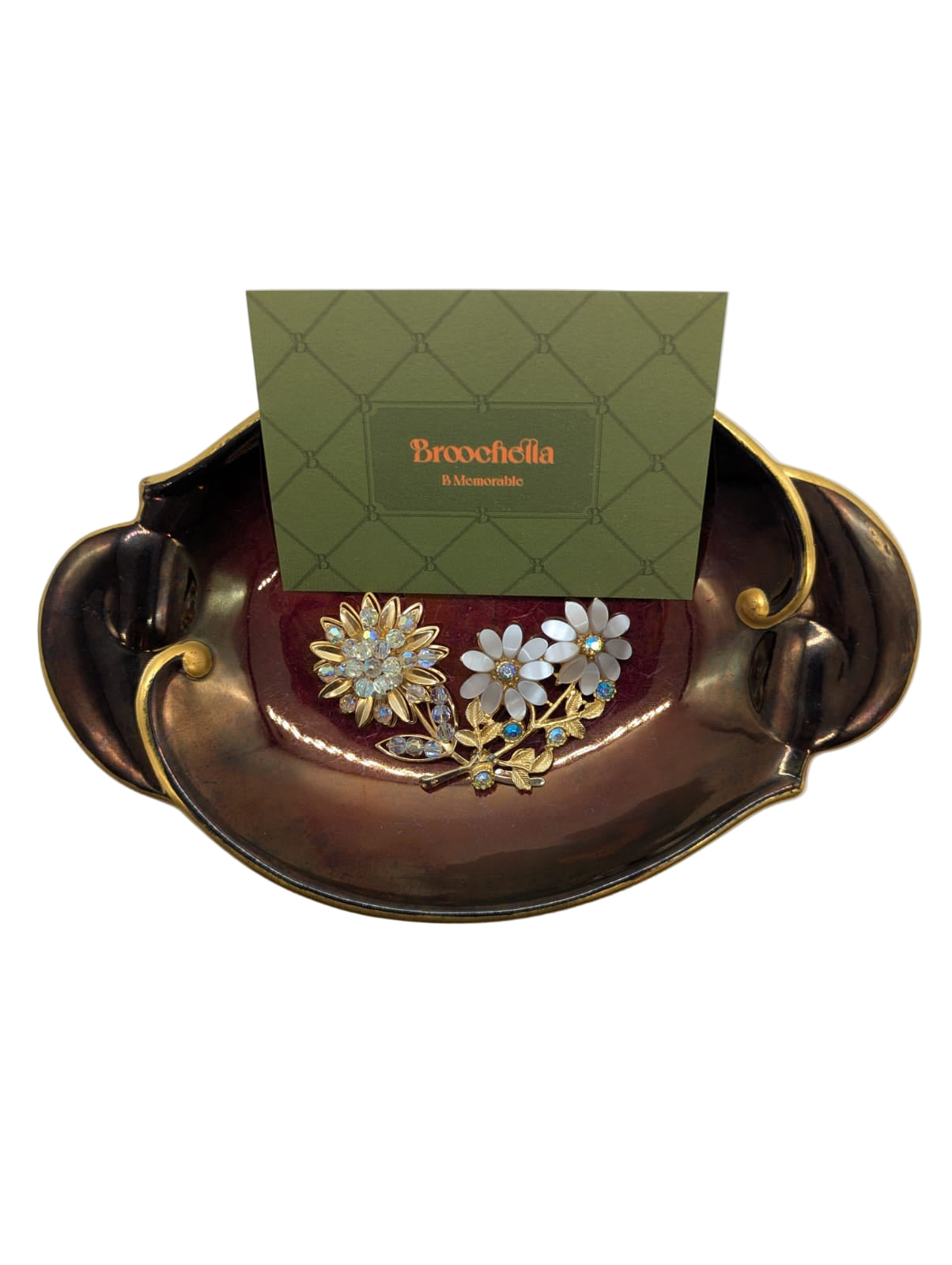 Broochella vintage brooch duo gold tone crystal men's women's luxury designer 