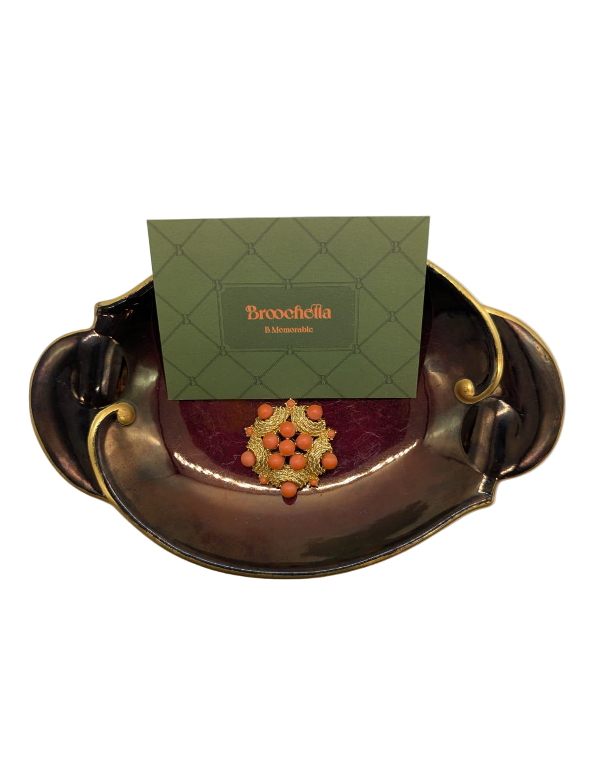 Broochellla Corallo di Sicilia Vintage brooch pin gold tone metal faux coral men's women's designer luxury