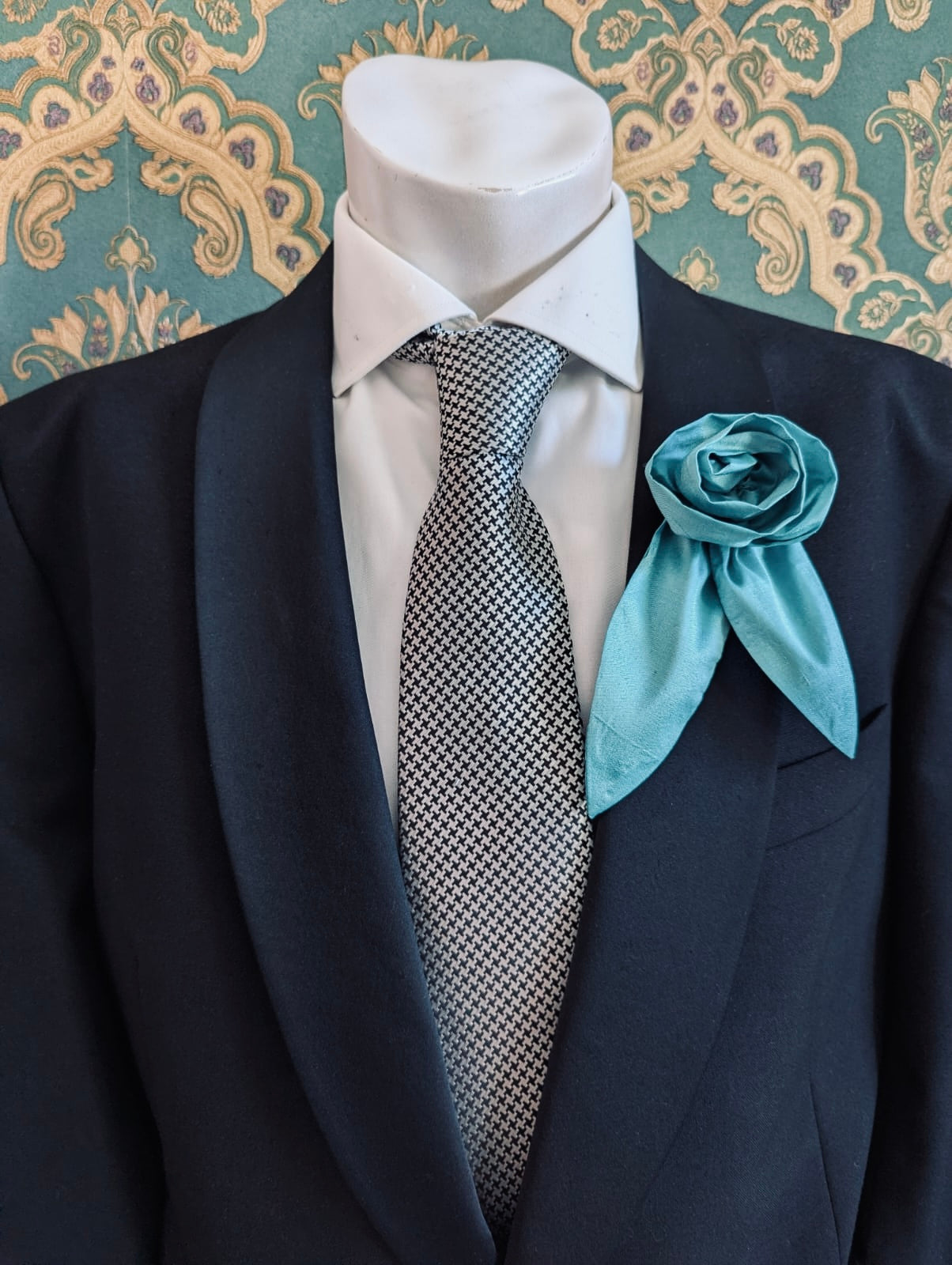 Broochella Petalo flower brooch silk handmade men's  luxury designer blue