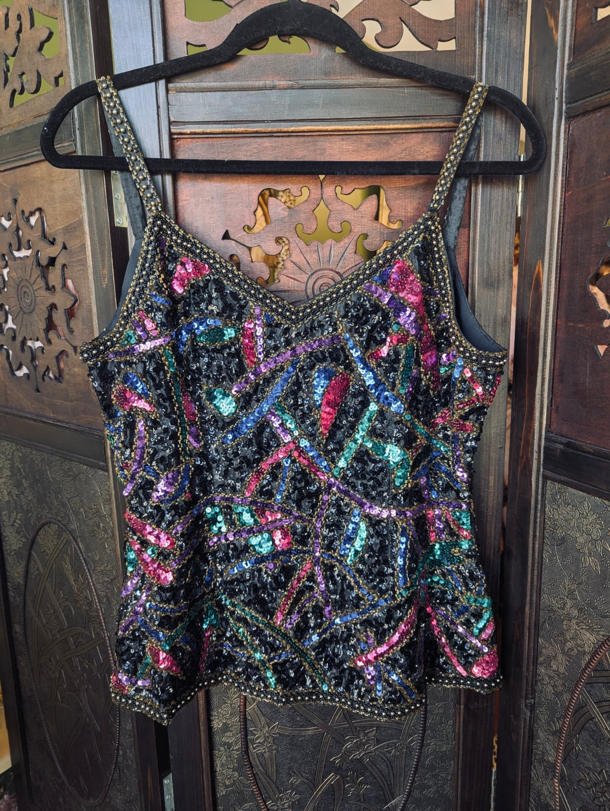 Vintage 1980s Sequin Cami Top – Approx. AU 10–12