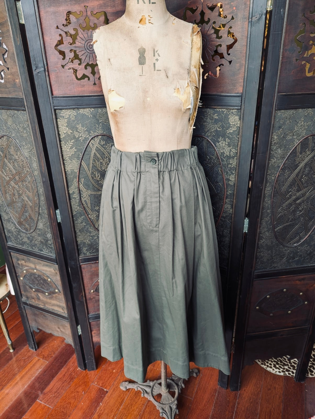 Scanlan Theodore green cotton nylon maxi skirt  AU 10 designer luxury